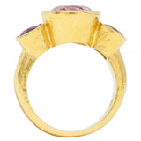 Elizabeth Locke Spinel Rhodolite Garnet 19 Karat Hammered Gold Gemstone Ring