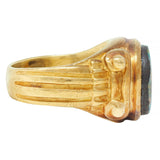 Vintage Boulder Opal 18 Karat Yellow Gold Neoclassical Greek Column Signet Ring