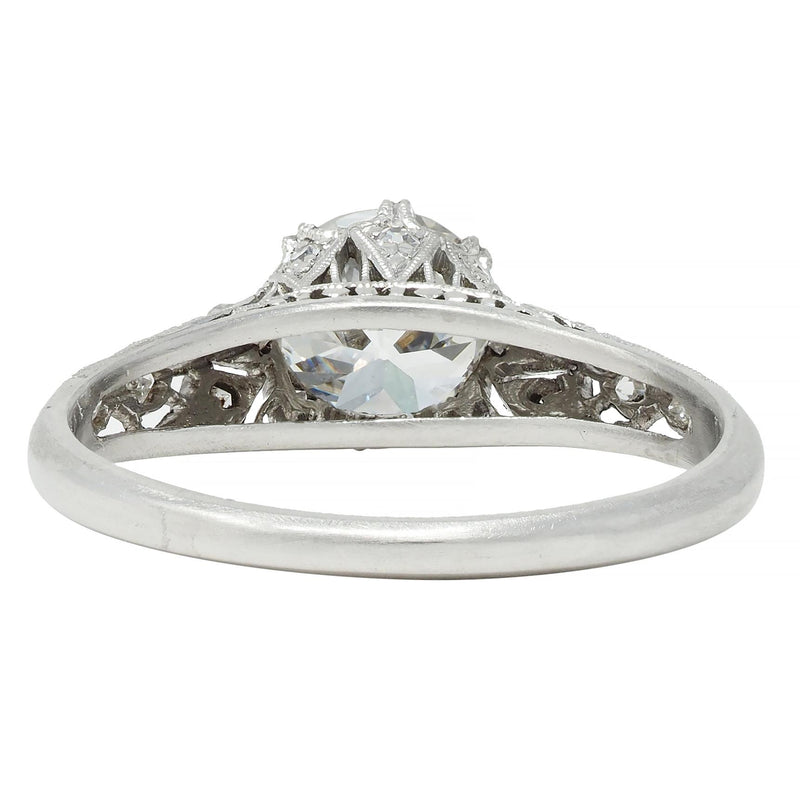 Art Deco 1.44 CTW Old European Diamond Platinum Vintage Engagement Ring GIA