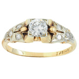 Retro Transitional Diamond 18 Karat Two-Tone Gold Vintage Engagement Ring