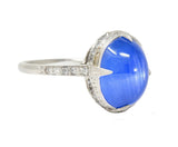 Art Deco 10.00 CTW No Heat Ceylon Star Sapphire Diamond Vintage Platinum Ring