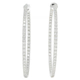 Contemporary 3.60 CTW Diamond 18 Karat White Gold Inside-Outside Hoop Earrings