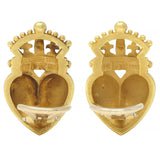 Kieselstein Cord 1987 18 Karat Yellow Gold Crown & Heart Vintage Earrings