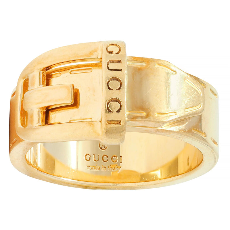 Gucci Contemporary 18 Karat Yellow Gold Belt Buckle Band Ring