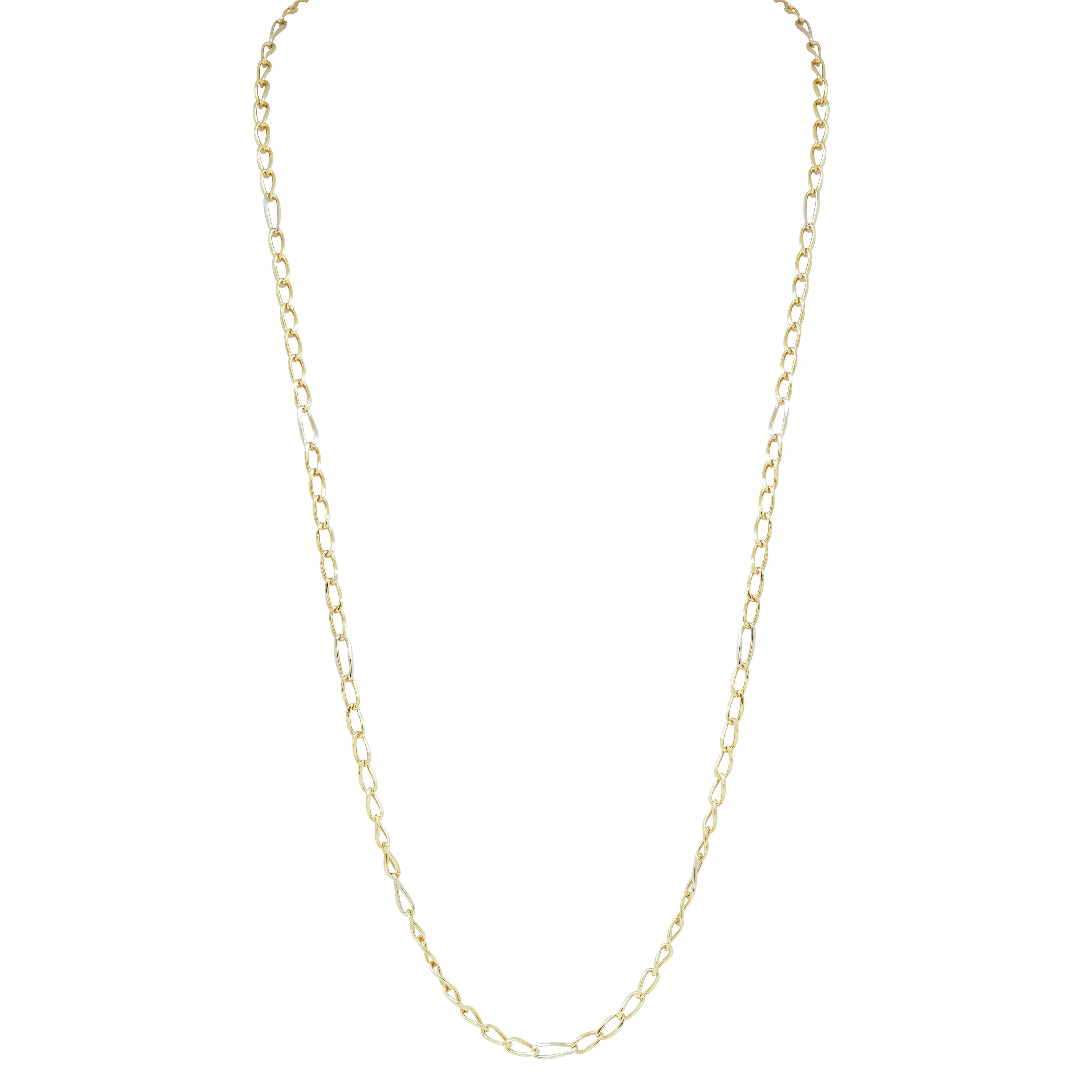 Bulgari 1990's 18 Karat Two-Tone Gold Vintage Unisex Oval Link Chain Necklace