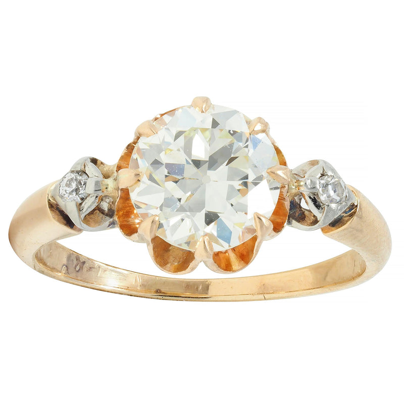 Victorian 1.42 CTW Old European Diamond 14 Karat Gold Antique Engagement Ring
