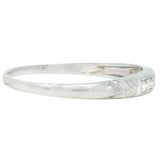 Art Deco Diamond 14 Karat White Gold Five Stone Vintage Wedding Band Ring