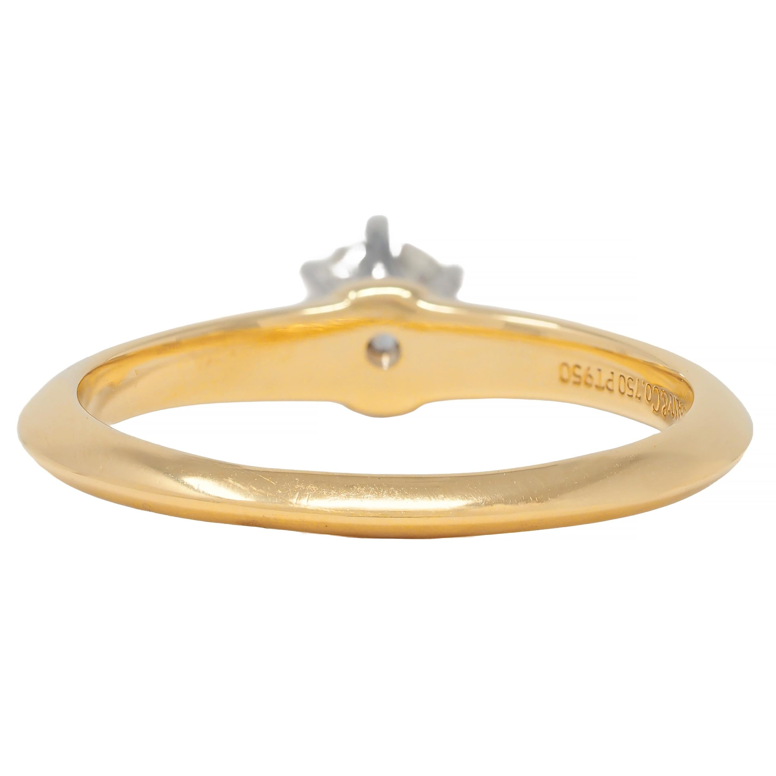 Tiffany & Co. Diamond Platinum 18K Yellow Gold Vintage Solitaire Engagement Ring