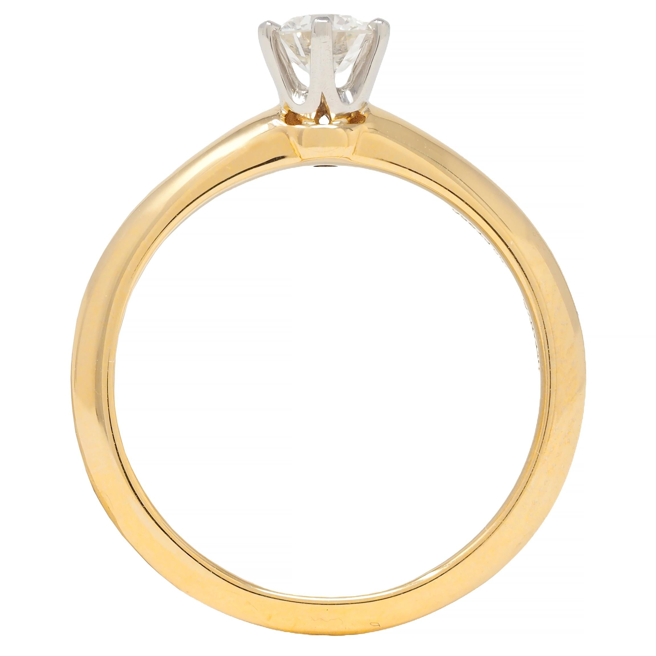 Tiffany & Co. Diamond Platinum 18K Yellow Gold Vintage Solitaire Engagement Ring
