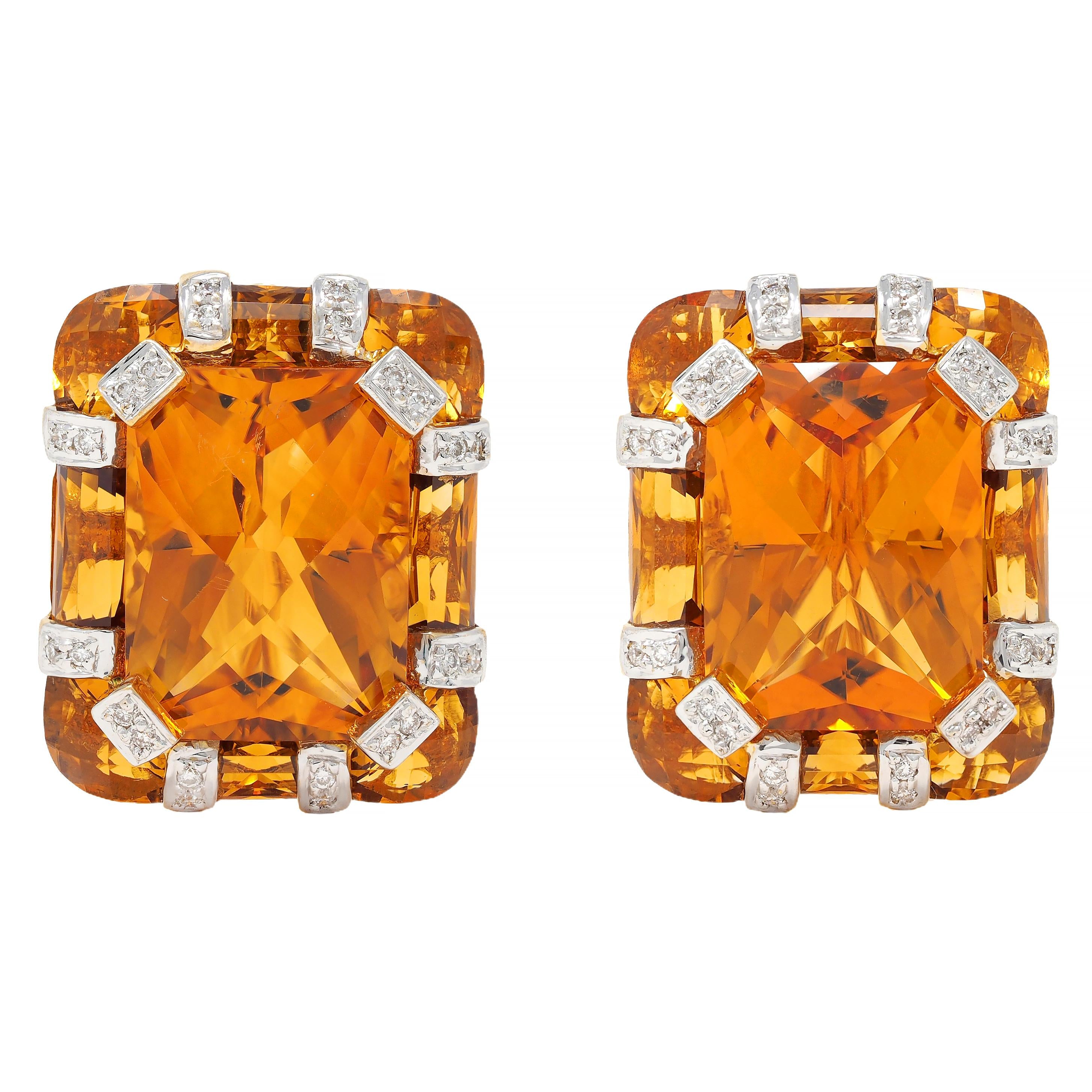 Bellarri 2000's 32.04 CTW Citrine Diamond 18 Karat Gold Reflections Earrings
