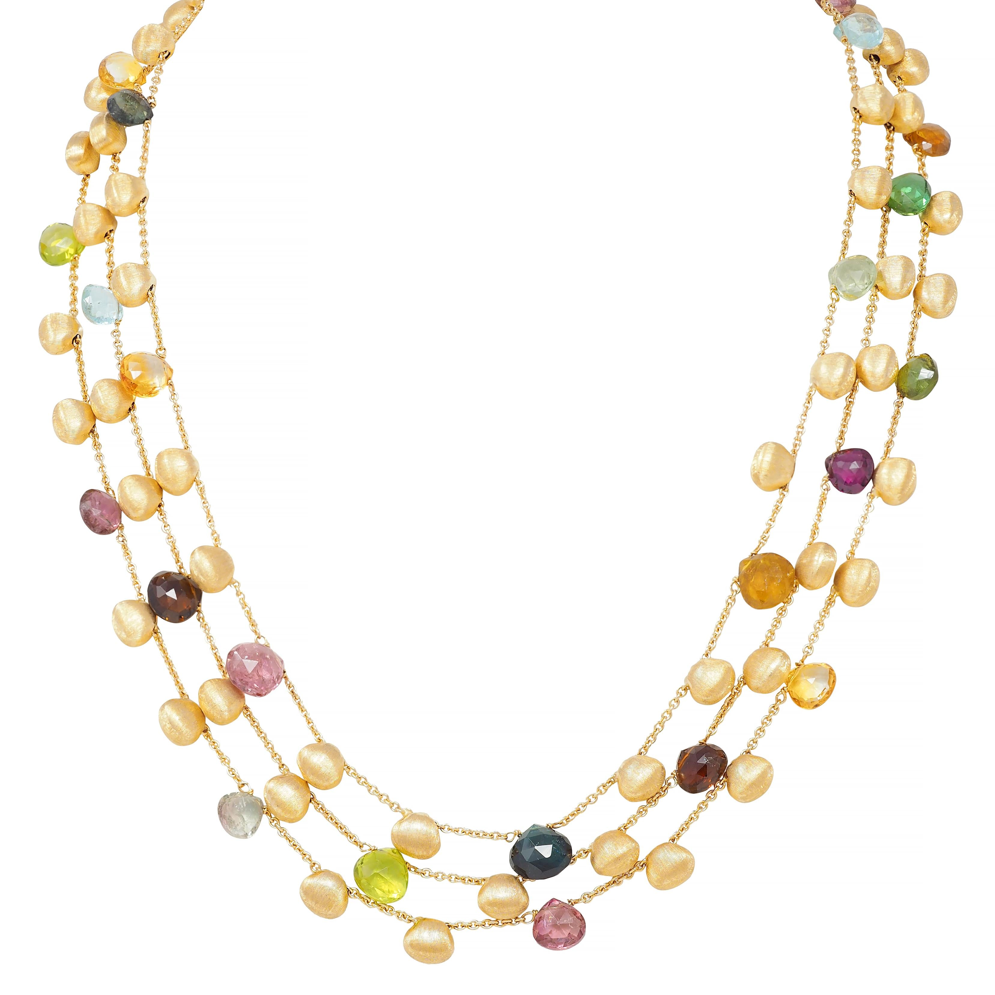 Marco Bicego Contemporary Multi-Gem 18K Gold Paradise Multi-Strand Necklace
