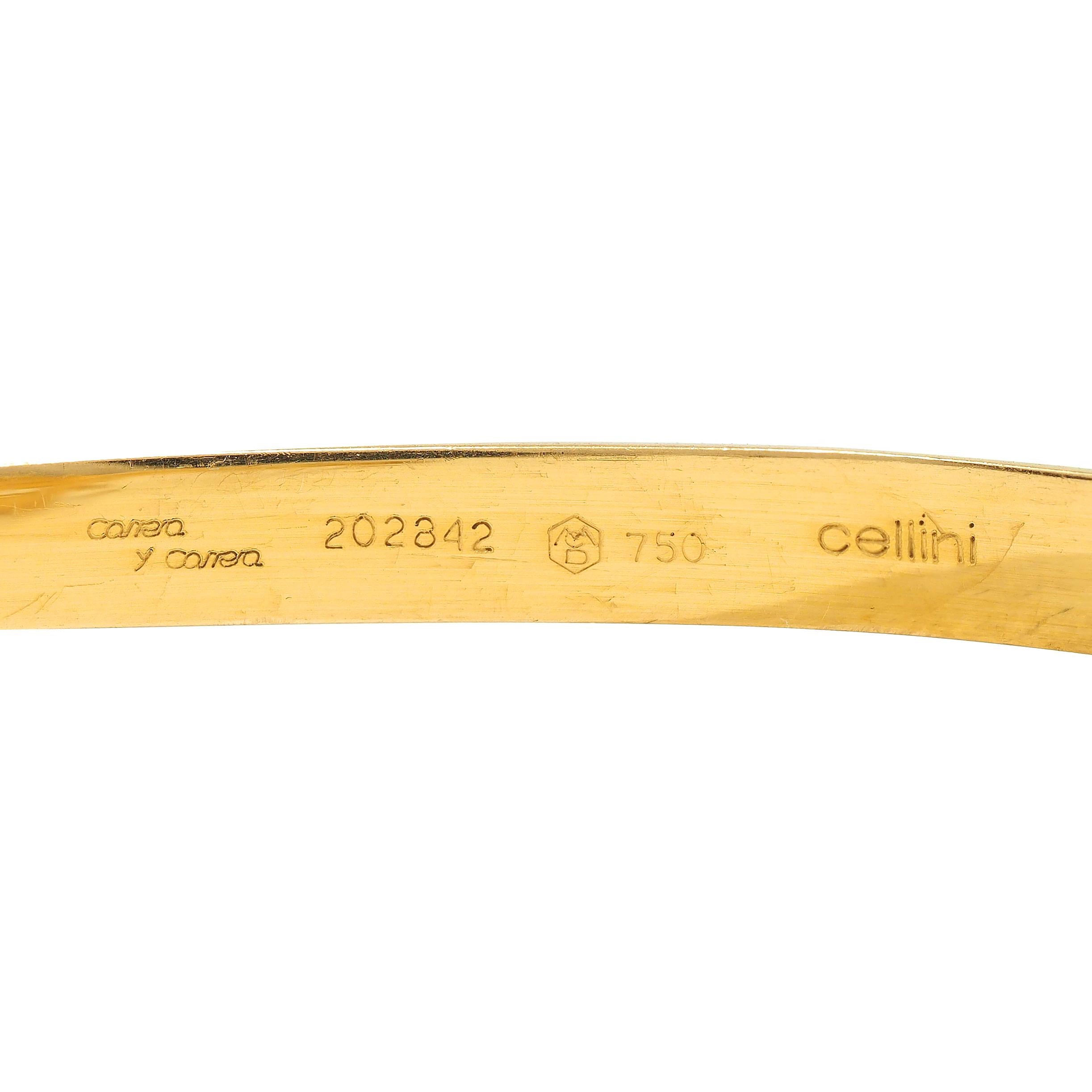 Carerra y Carerra Diamond 18 Karat Yellow Gold Ecuestre Horse Bangle Bracelet