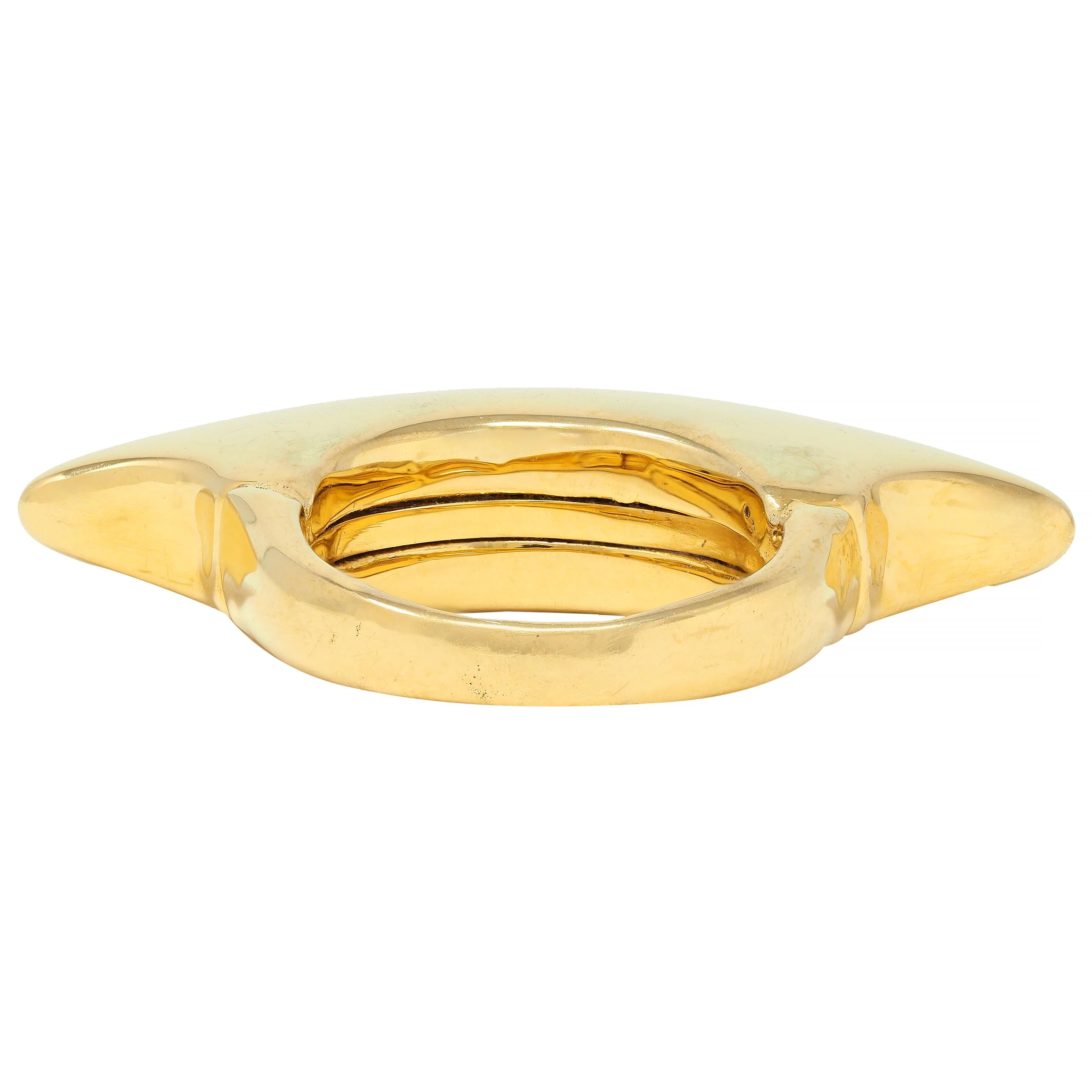 Effedue 1970s 18 Karat Yellow Gold Vintage Domed Bar Ring