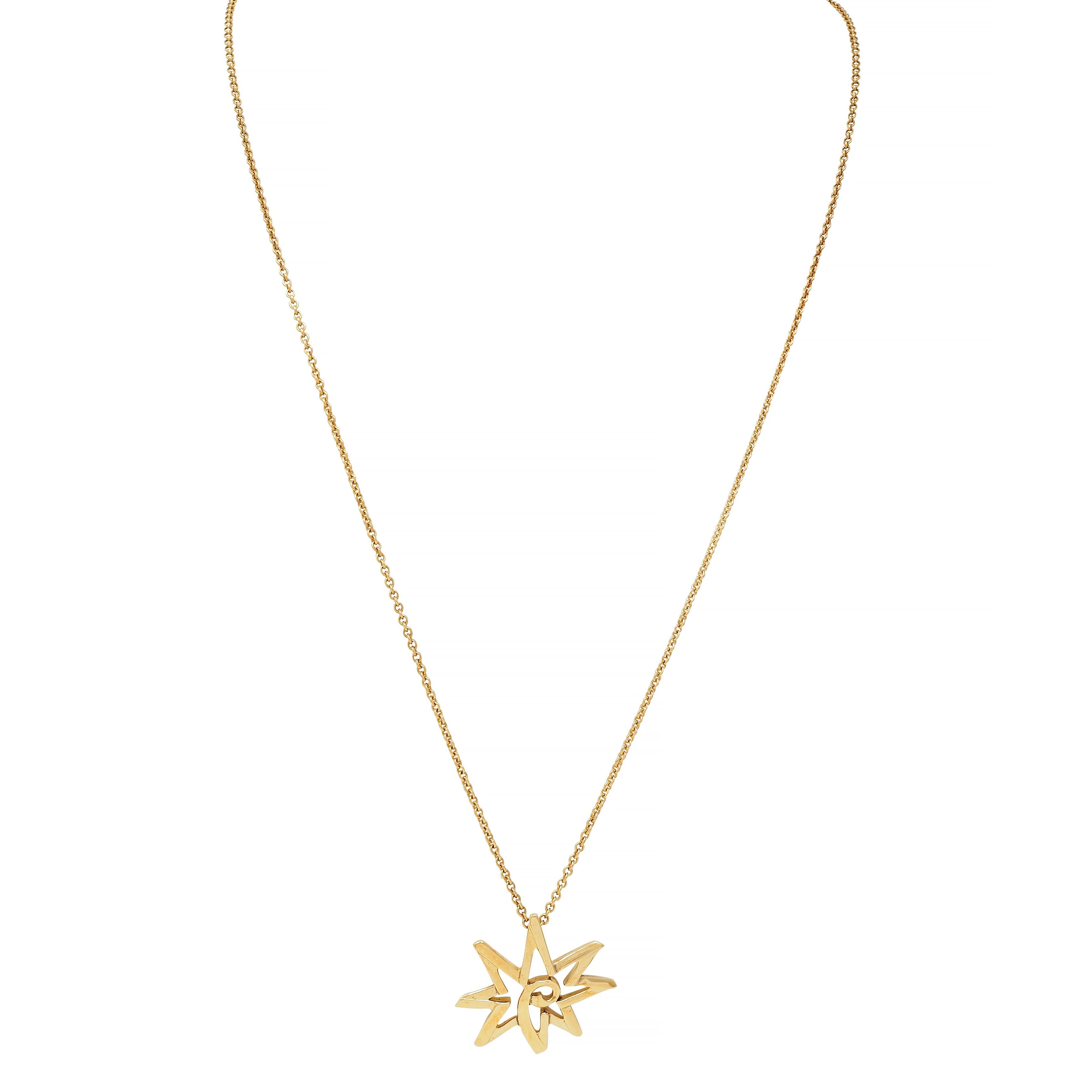 Tiffany & Co. Paloma Picasso Sun Moon 18KT Yellow Gold Vintage Pendant Necklace