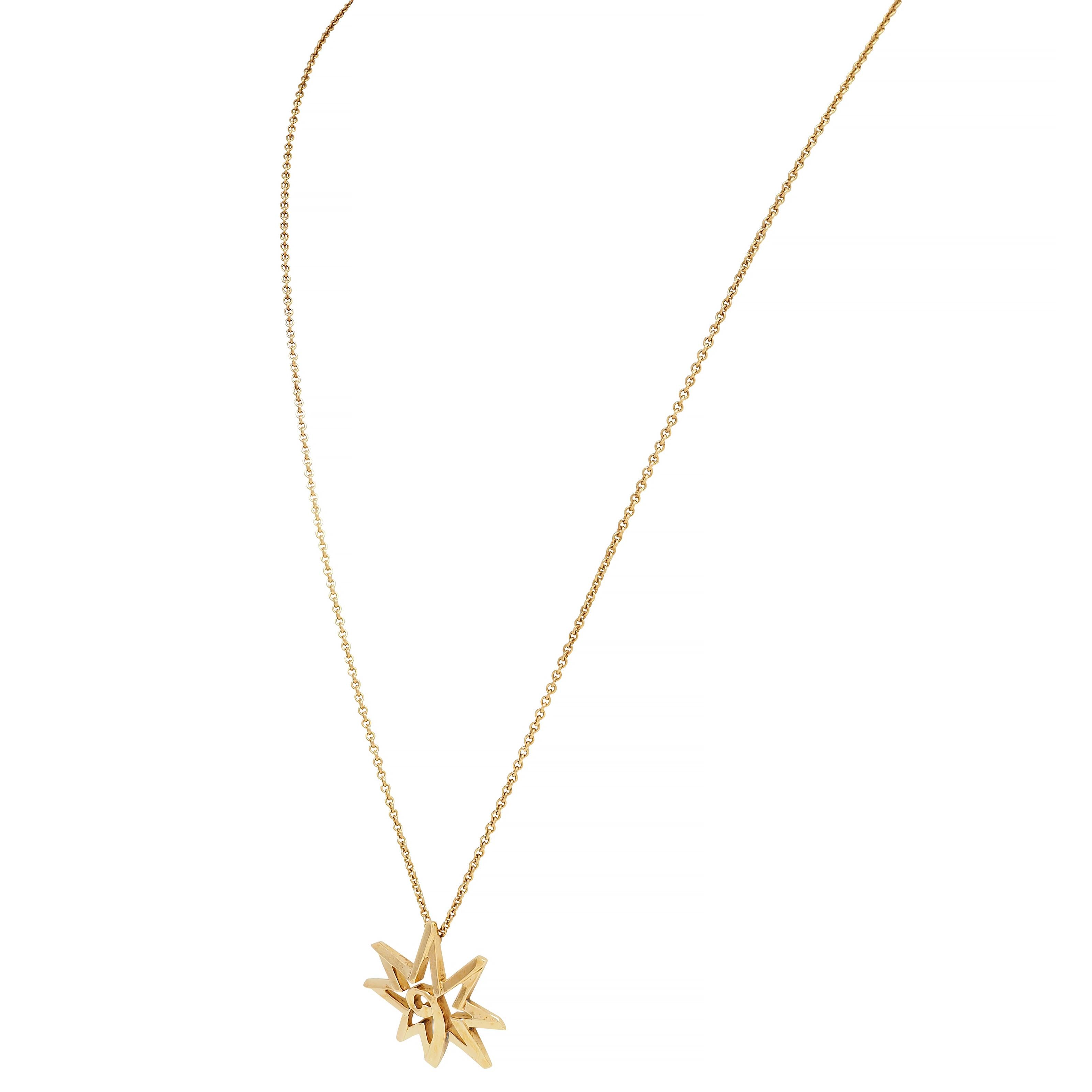 Tiffany & Co. Paloma Picasso Sun Moon 18KT Yellow Gold Vintage Pendant Necklace