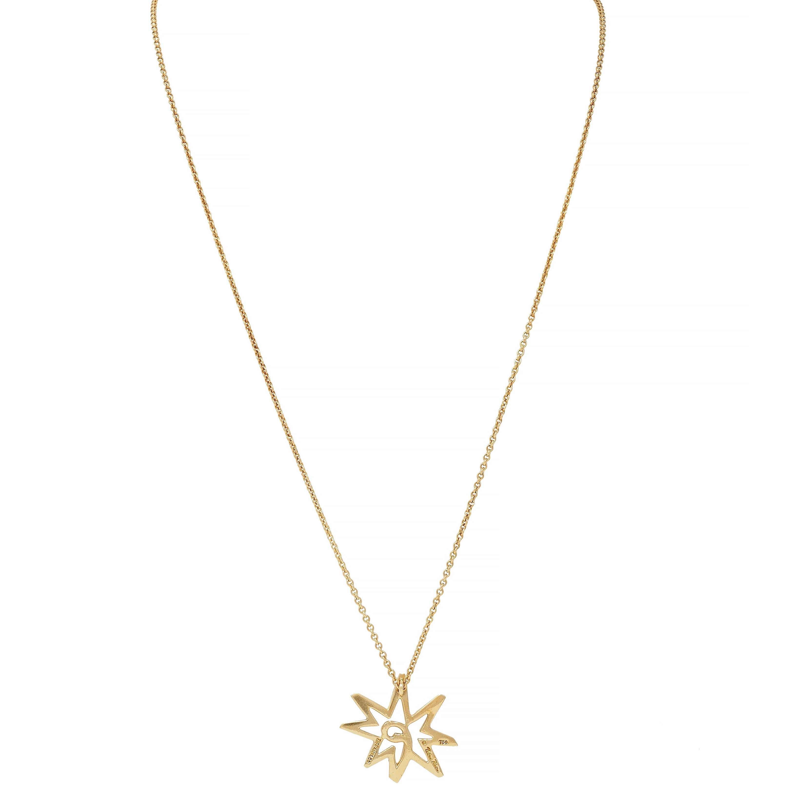 Tiffany & Co. Paloma Picasso Sun Moon 18KT Yellow Gold Vintage Pendant Necklace