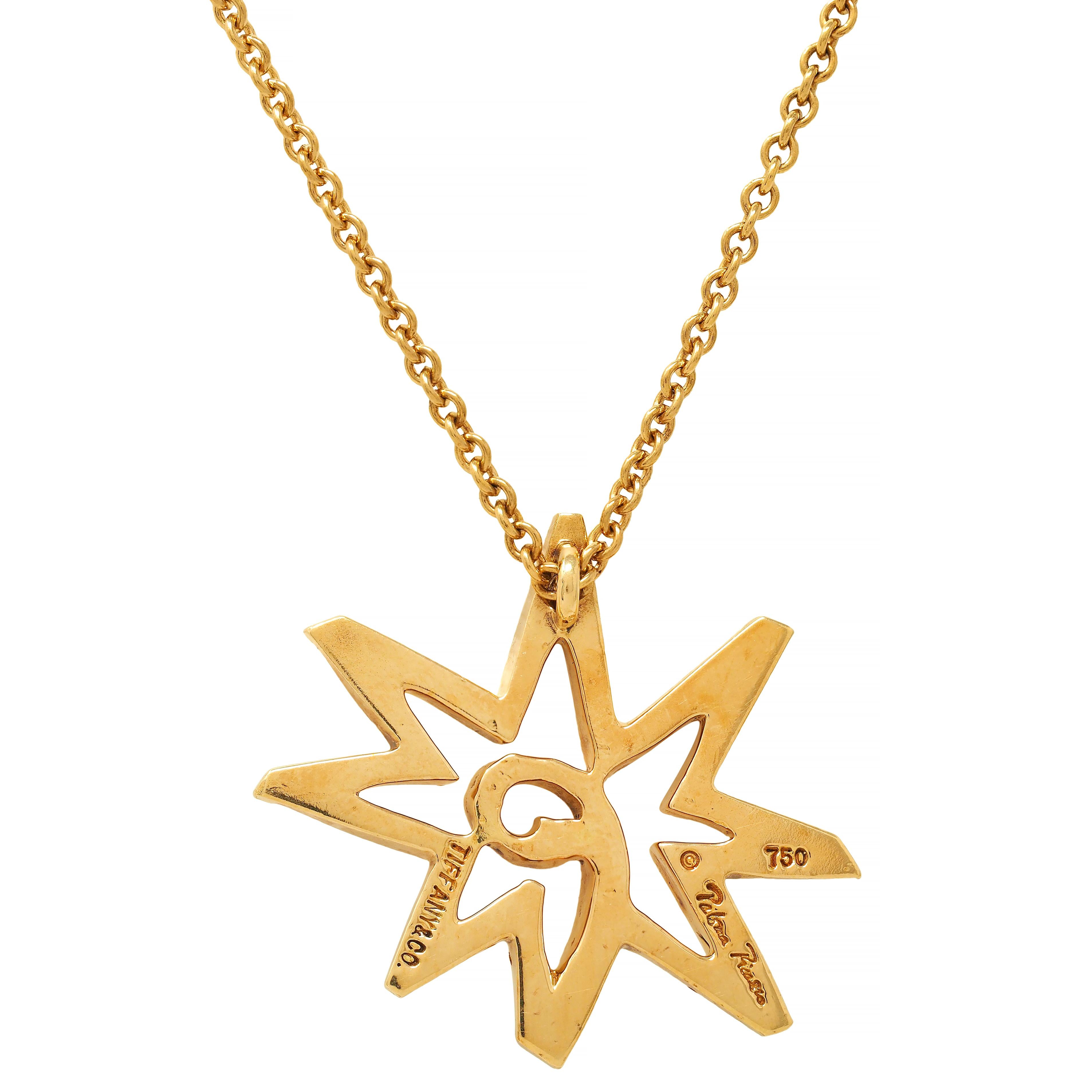 Tiffany & Co. Paloma Picasso Sun Moon 18KT Yellow Gold Vintage Pendant Necklace