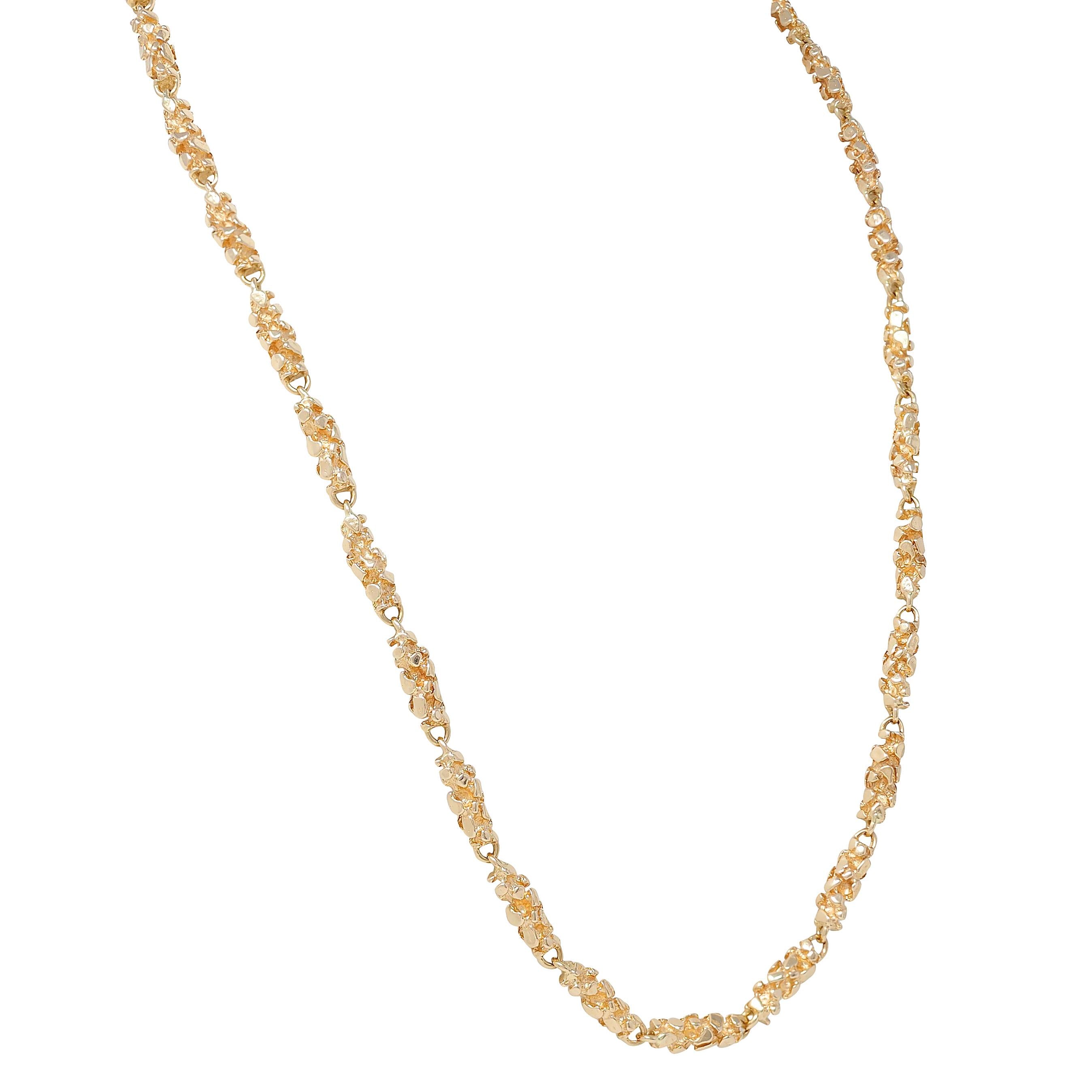 1970's 14 Karat Yellow Gold Nugget Organic Vintage Chain Link Necklace