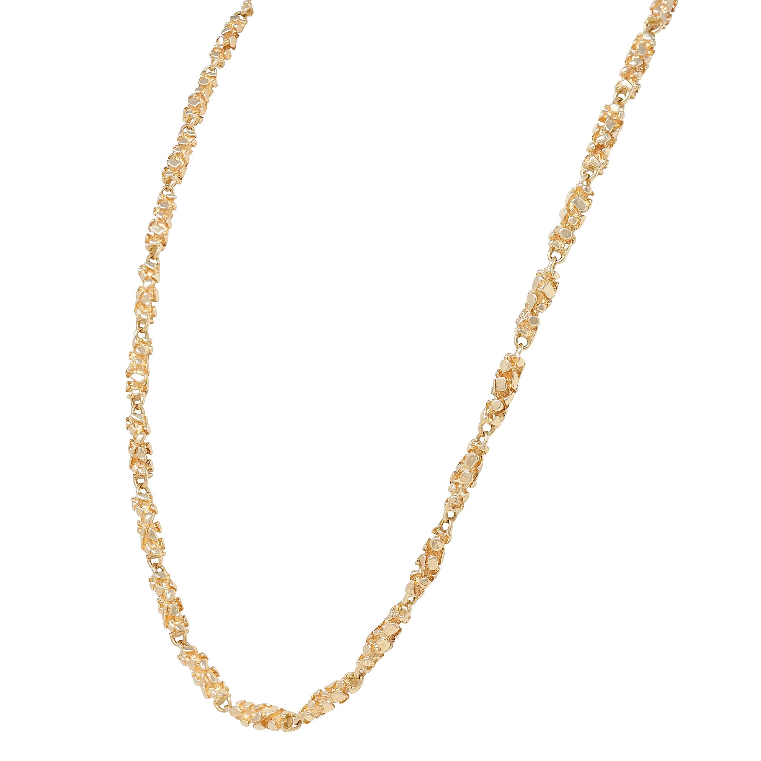 1970's 14 Karat Yellow Gold Nugget Organic Vintage Chain Link Necklace