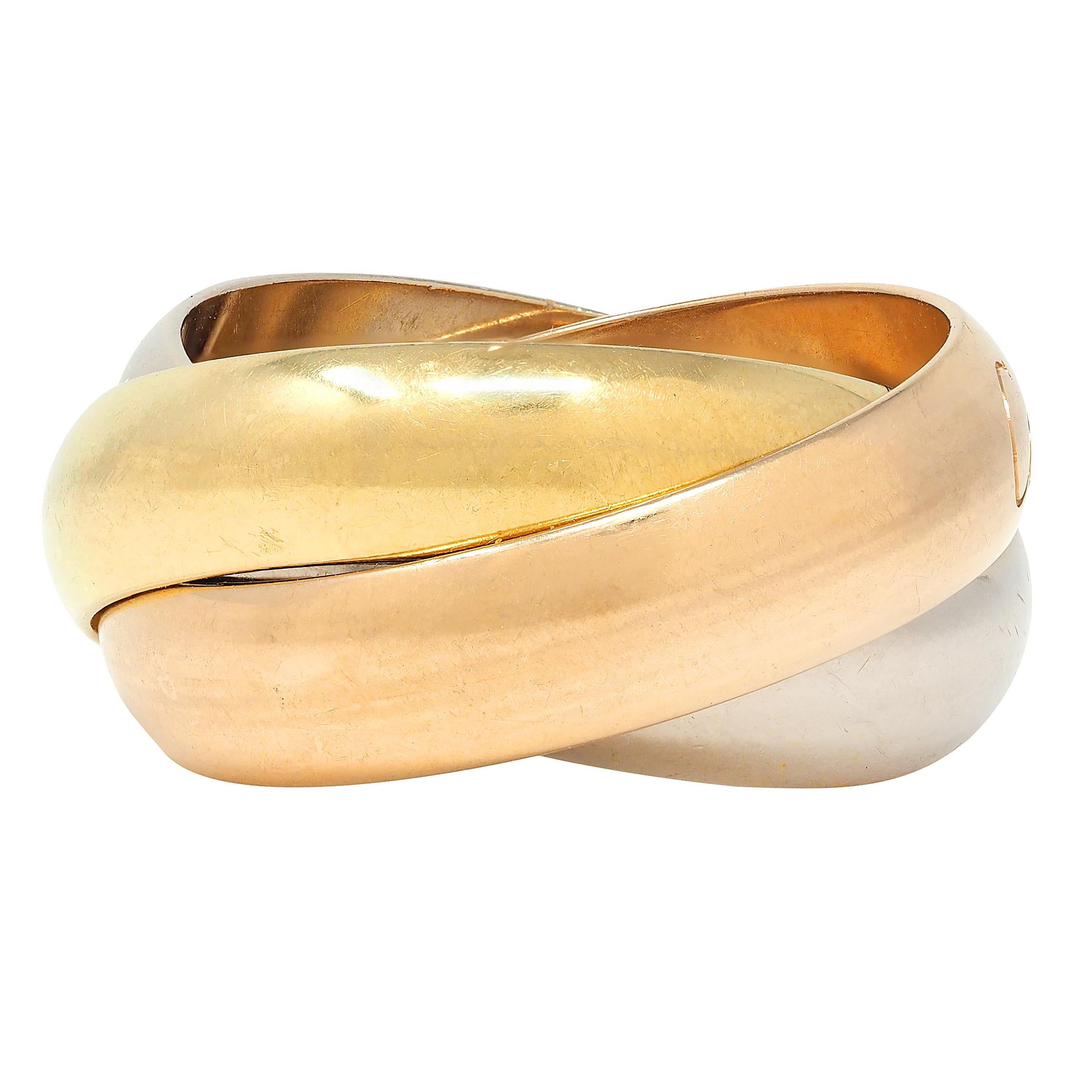 Cartier 1980's 18 Karat Tri-Gold Vintage Trinity Rolling Band Ring