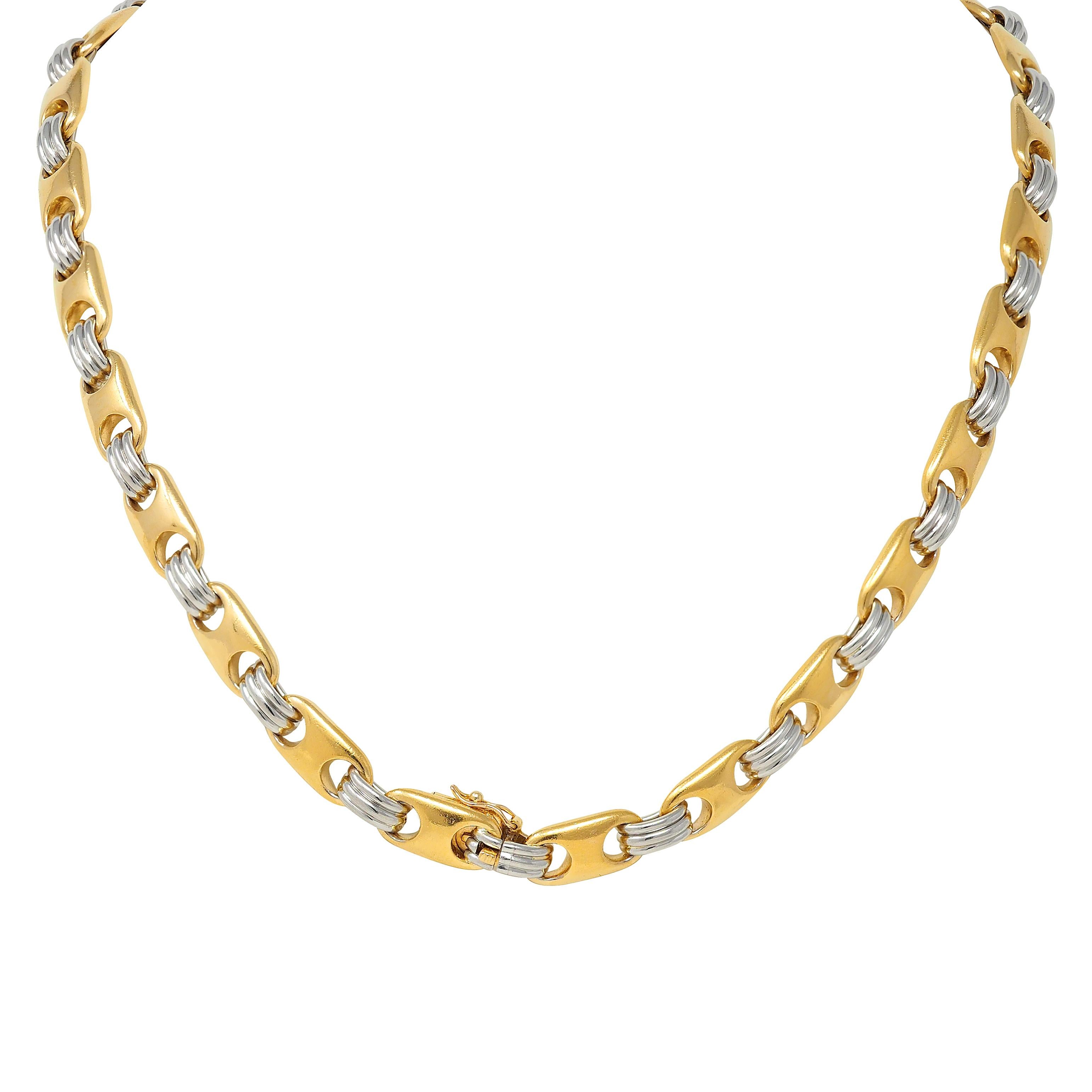 Bulgari Diamond Multi-Gem Ruby 18K Gold Platinum Mariner Link Chain Necklace