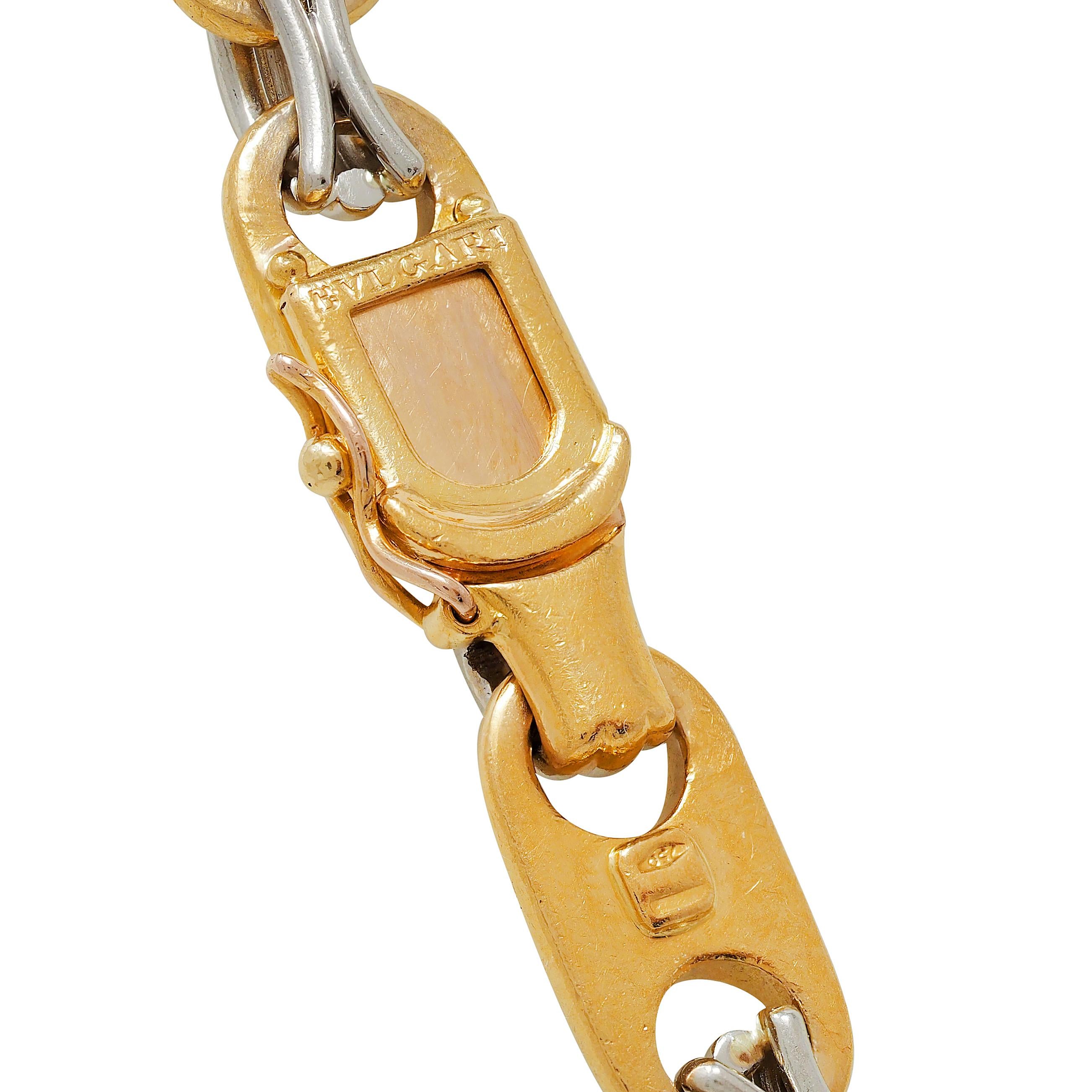 Bulgari Diamond Multi-Gem Ruby 18K Gold Platinum Mariner Link Chain Necklace