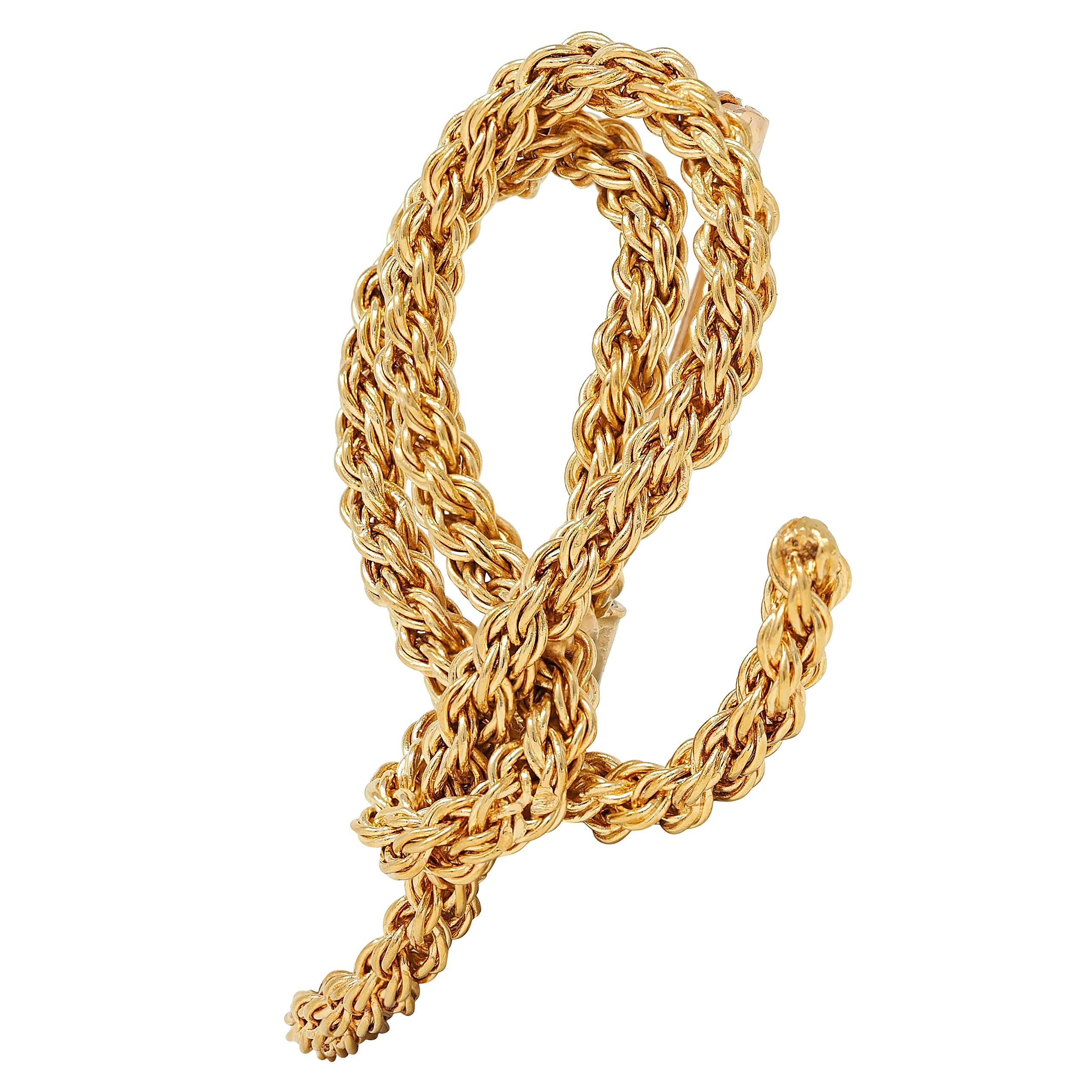 Gay Frères French 1960's 18 Karat Yellow Gold Vintage Knotted Rope Brooch