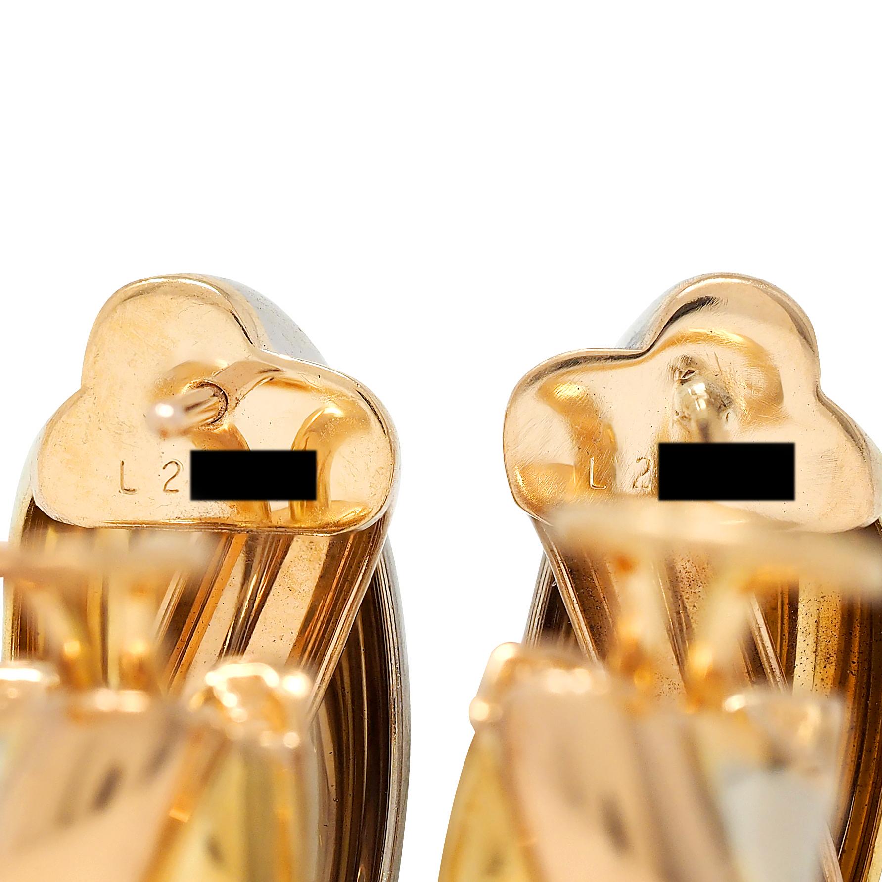 Cartier French 1990's 18 Karat Tri-Gold Rose Vintage Trinity Hoop Earrings