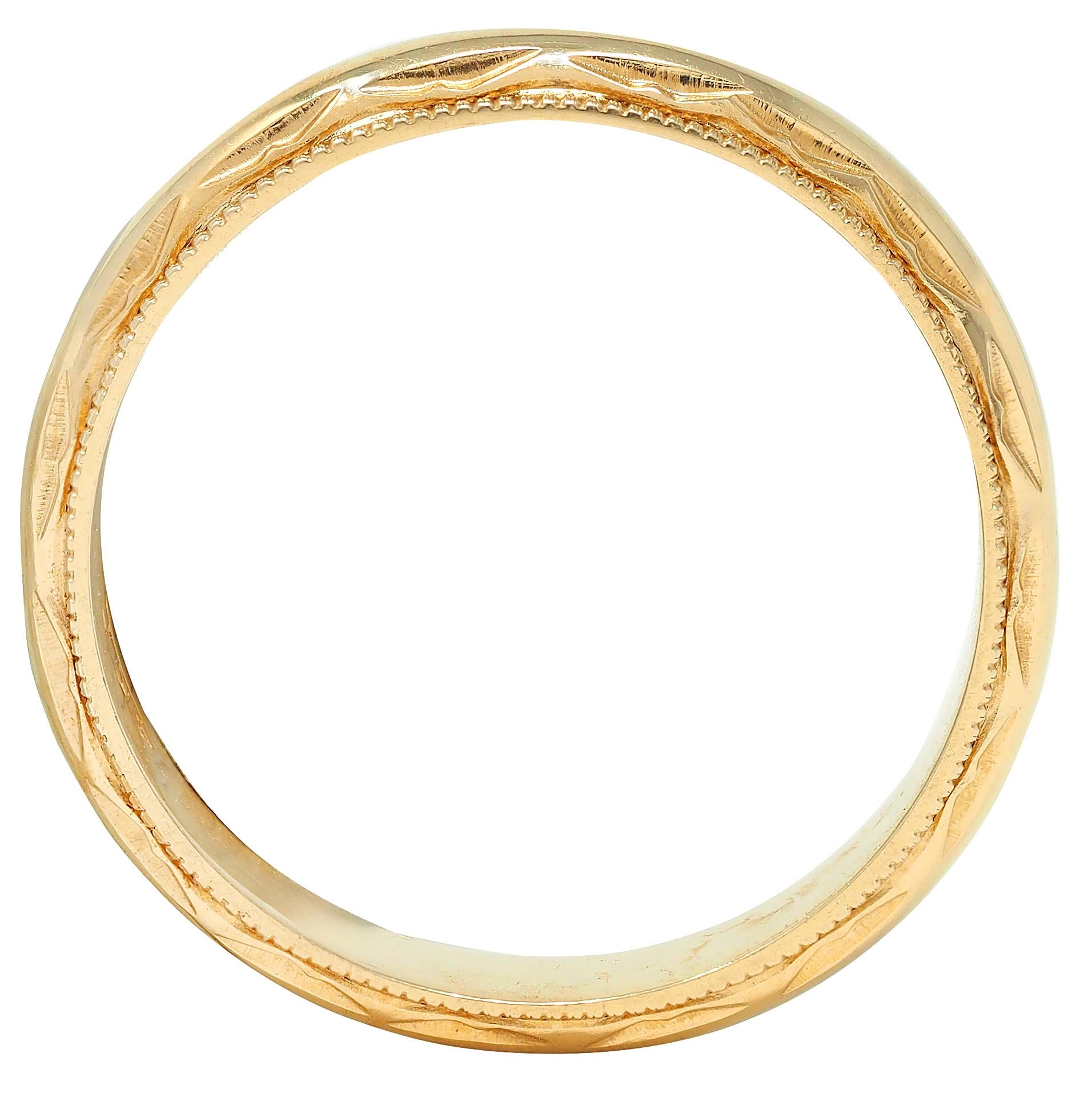 Late Art Deco 14 Karat Yellow Gold Vintage Wedding Band Ring