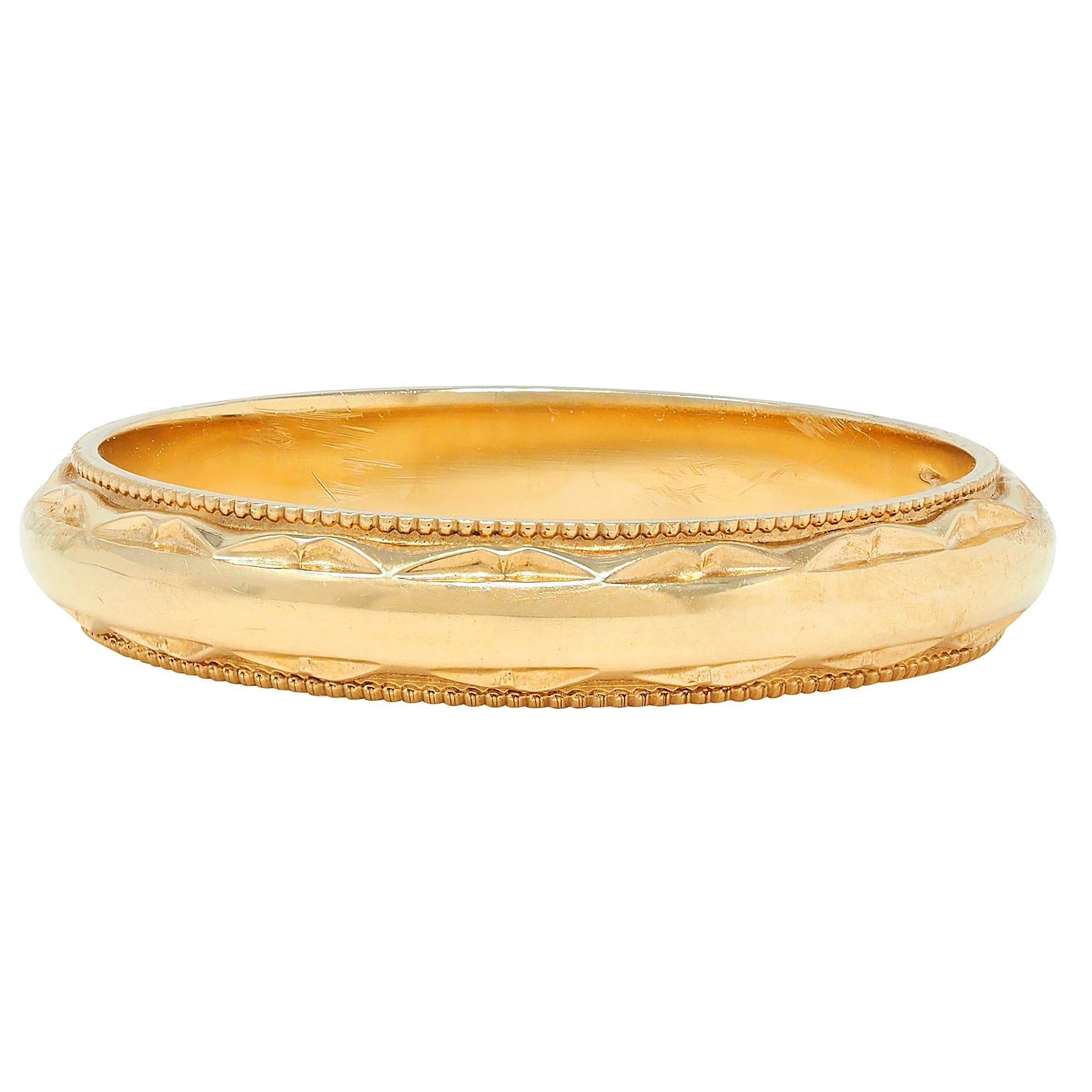 Late Art Deco 14 Karat Yellow Gold Vintage Wedding Band Ring