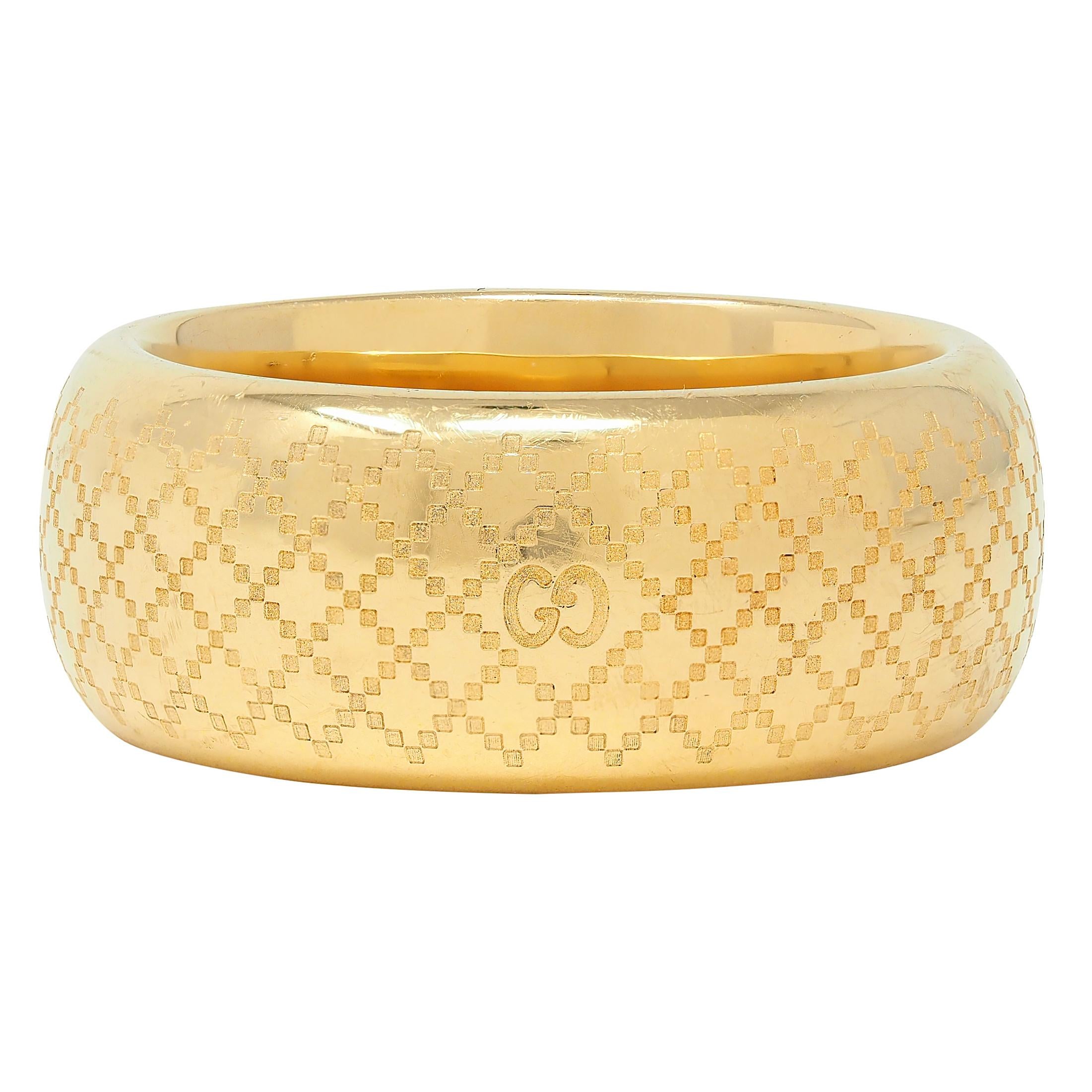 Gucci Contemporary 18 Karat Yellow Gold Diamantissima Wide Band Ring