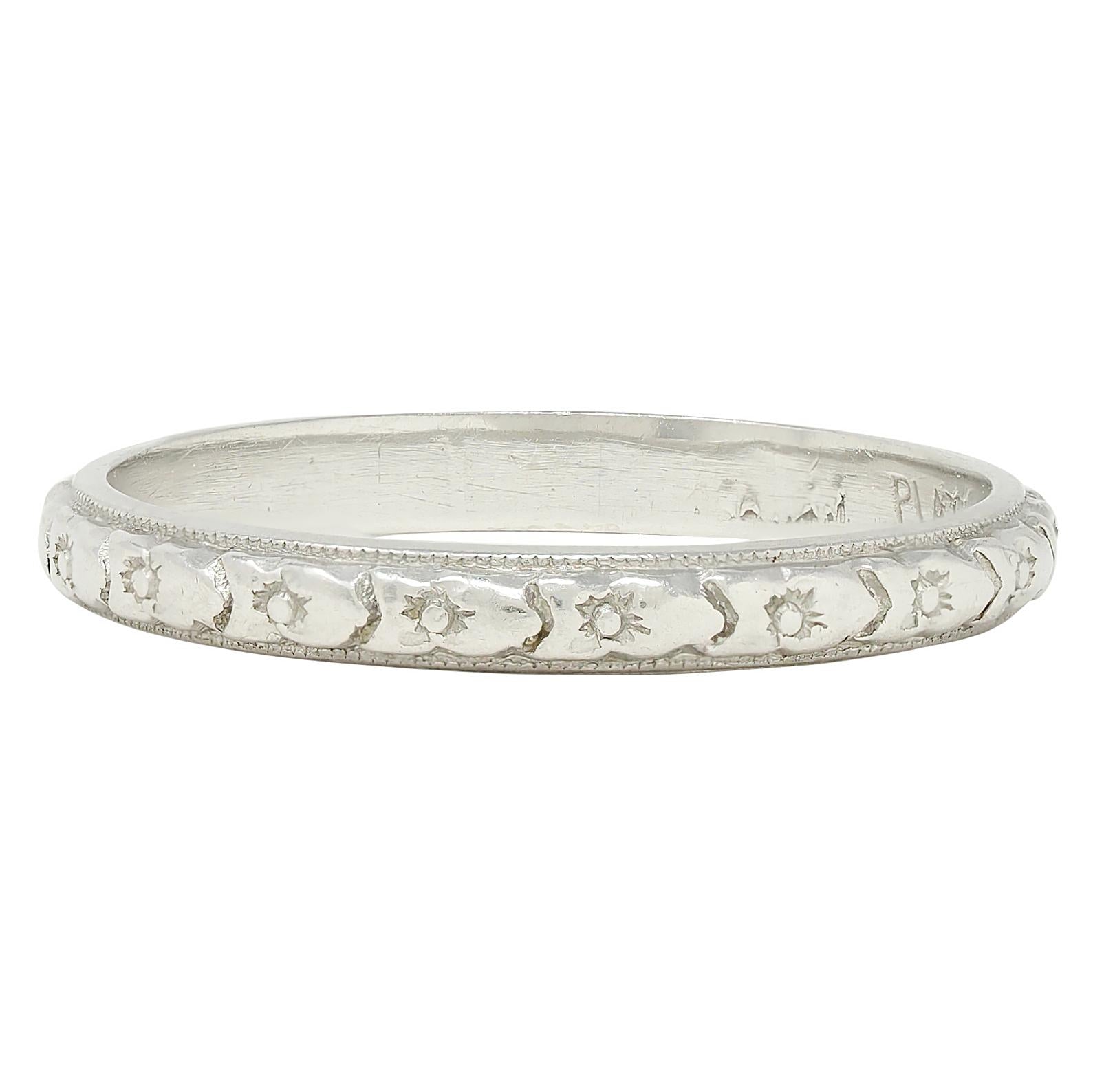 Art Deco Platinum Vintage Orange Blossom Wedding Band Ring