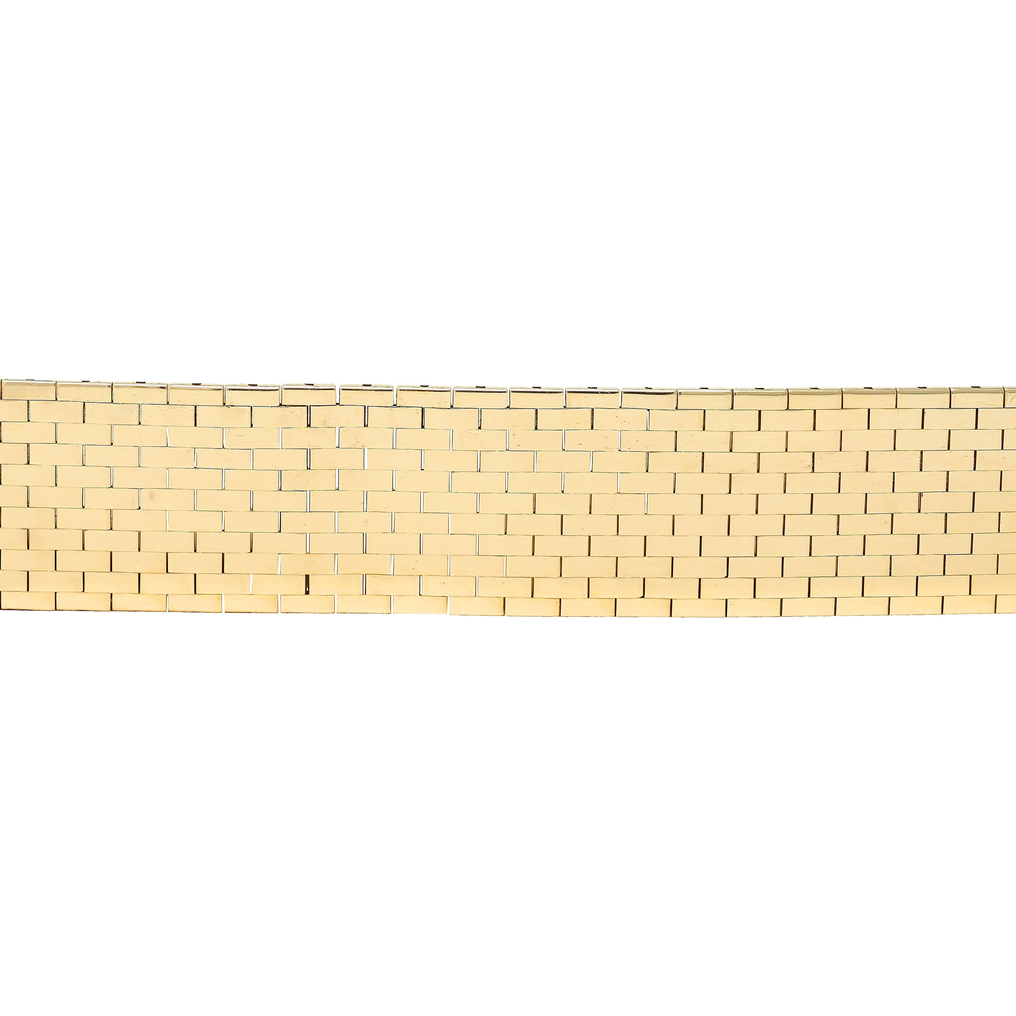 Retro 2.00 CTW Diamond 14 Karat Two-Tone Gold Vintage Mesh Buckle Bracelet
