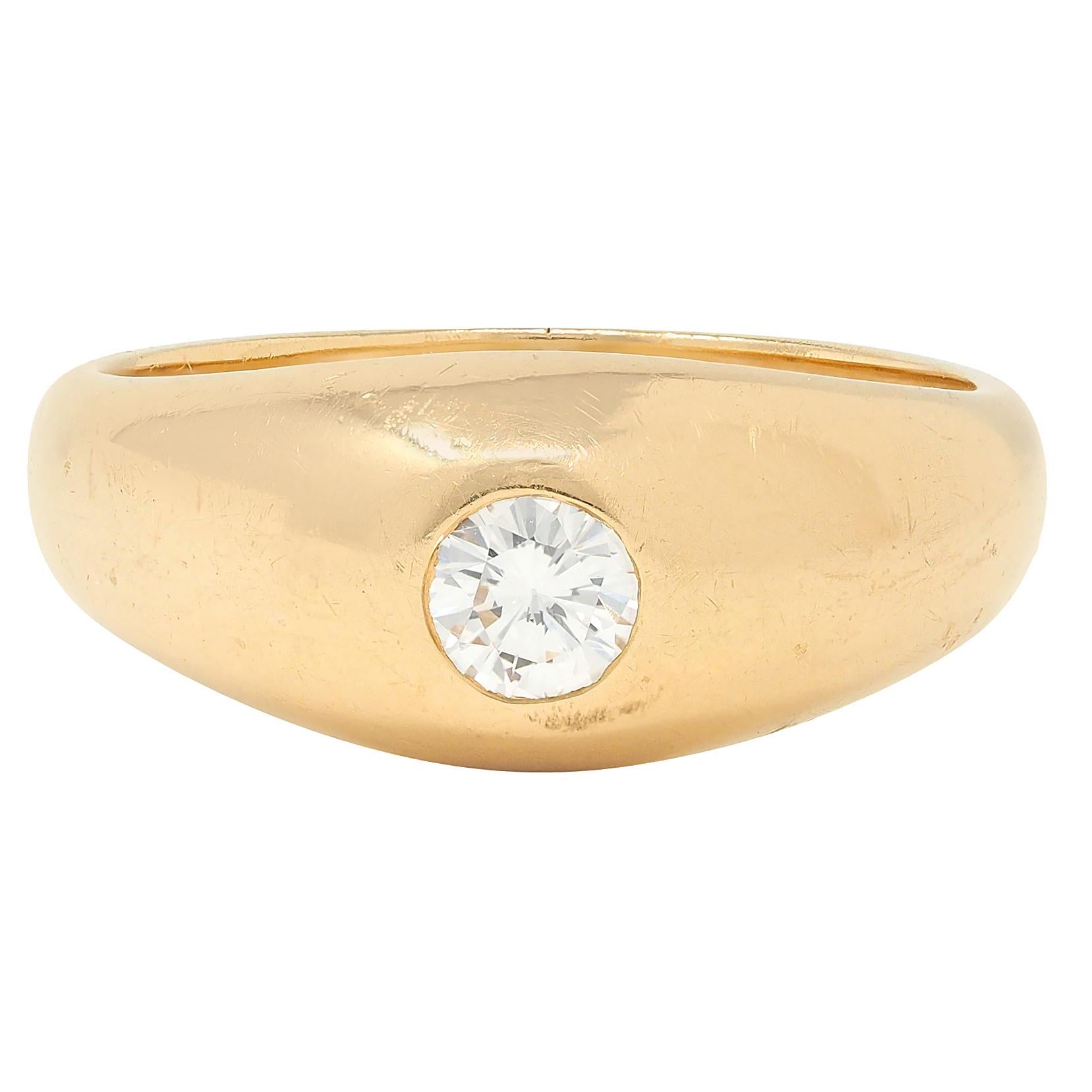 1960's Transitional Cut Diamond 14K Gold Vintage Solitaire Engagement Ring