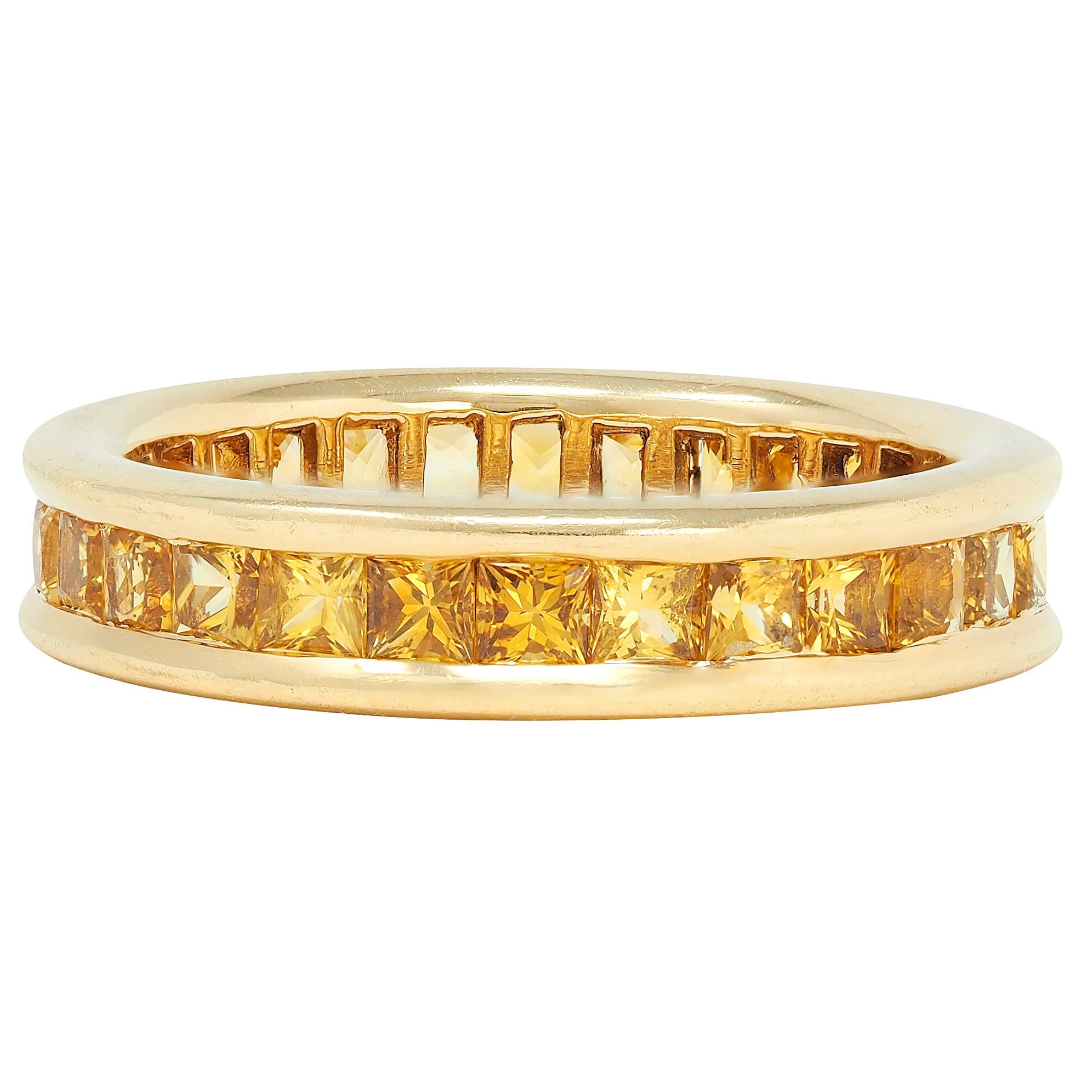 Bulgari 1980's Yellow Sapphire 18K Yellow Gold Vintage Eternity Band Ring