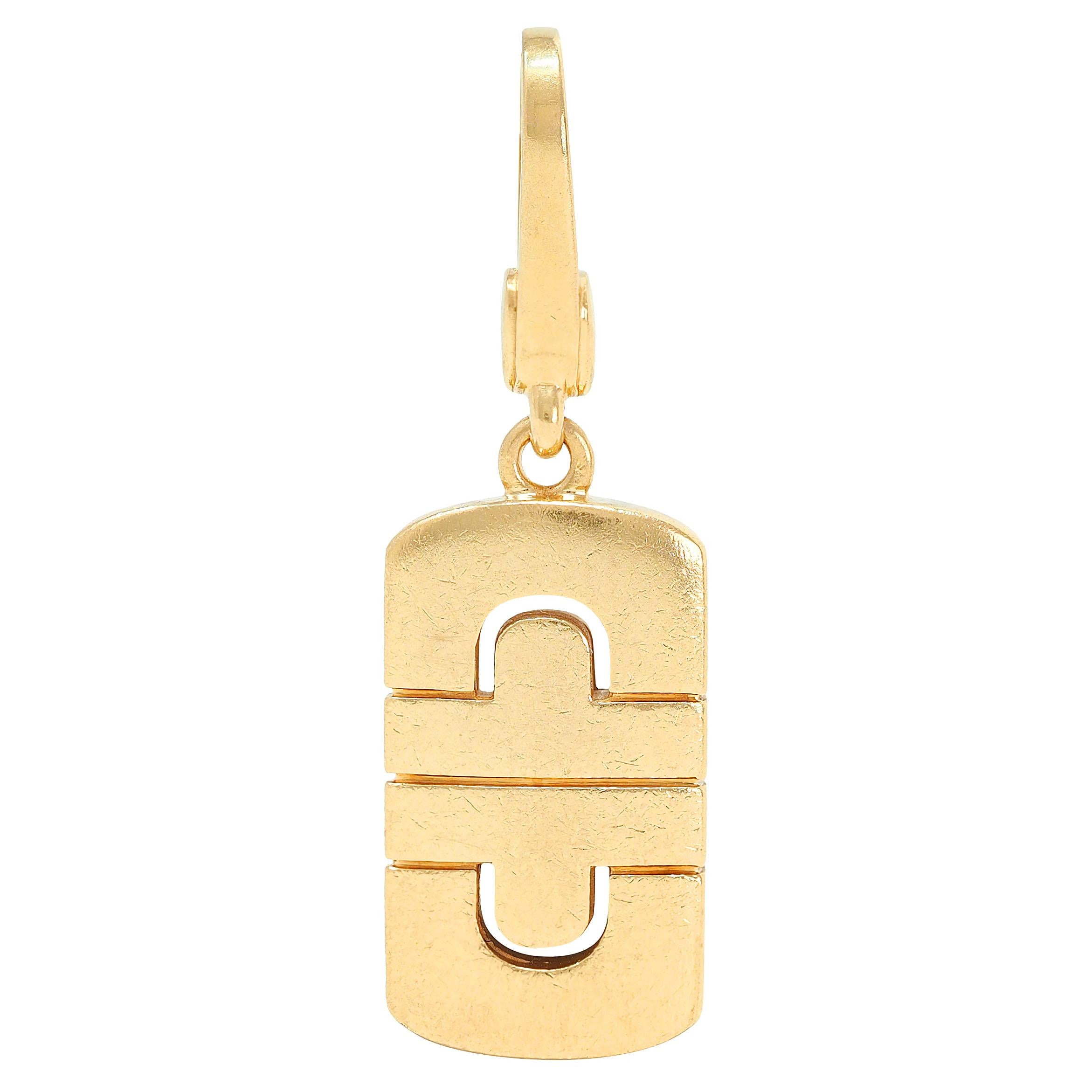 Bulgari 1990's 18 Karat Yellow Gold Vintage Parentesi Pendant Charm