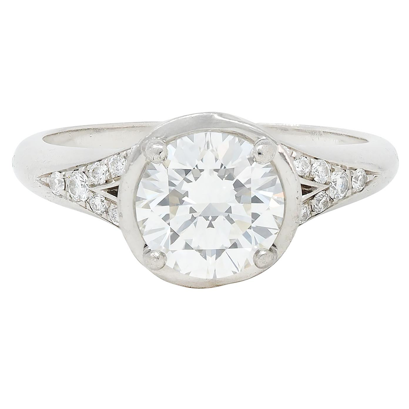 Bulgari 1.71 CTW Round Brilliant Diamond Platinum Swirling Engagement Ring GIA