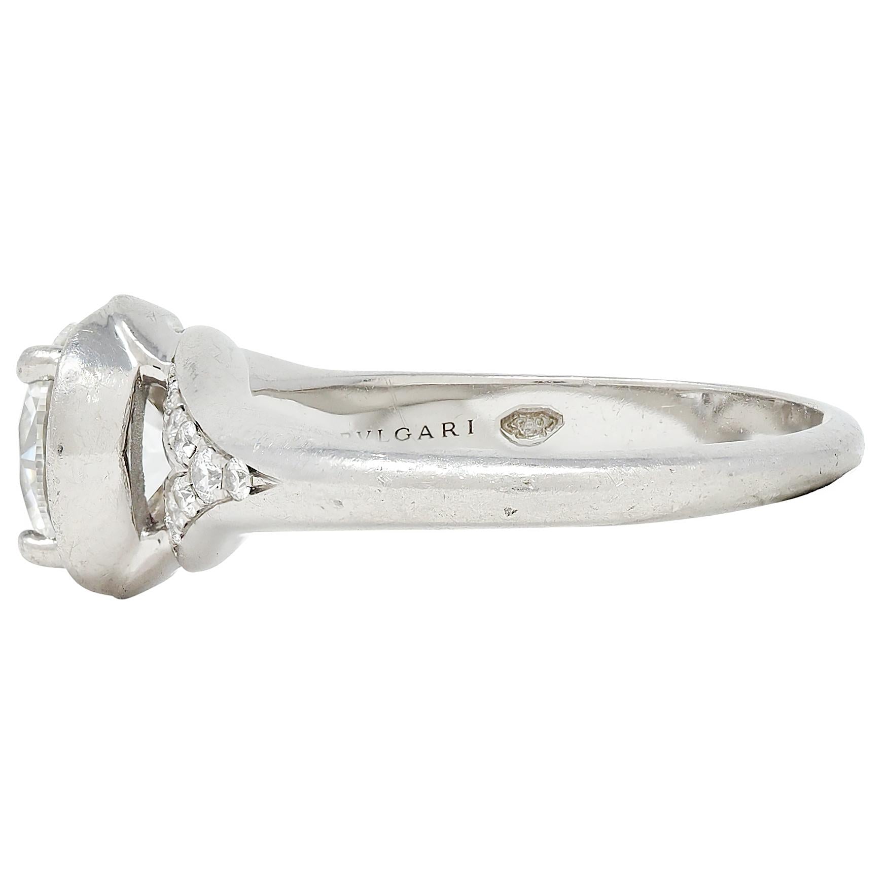 Bulgari 1.71 CTW Round Brilliant Diamond Platinum Swirling Engagement Ring GIA