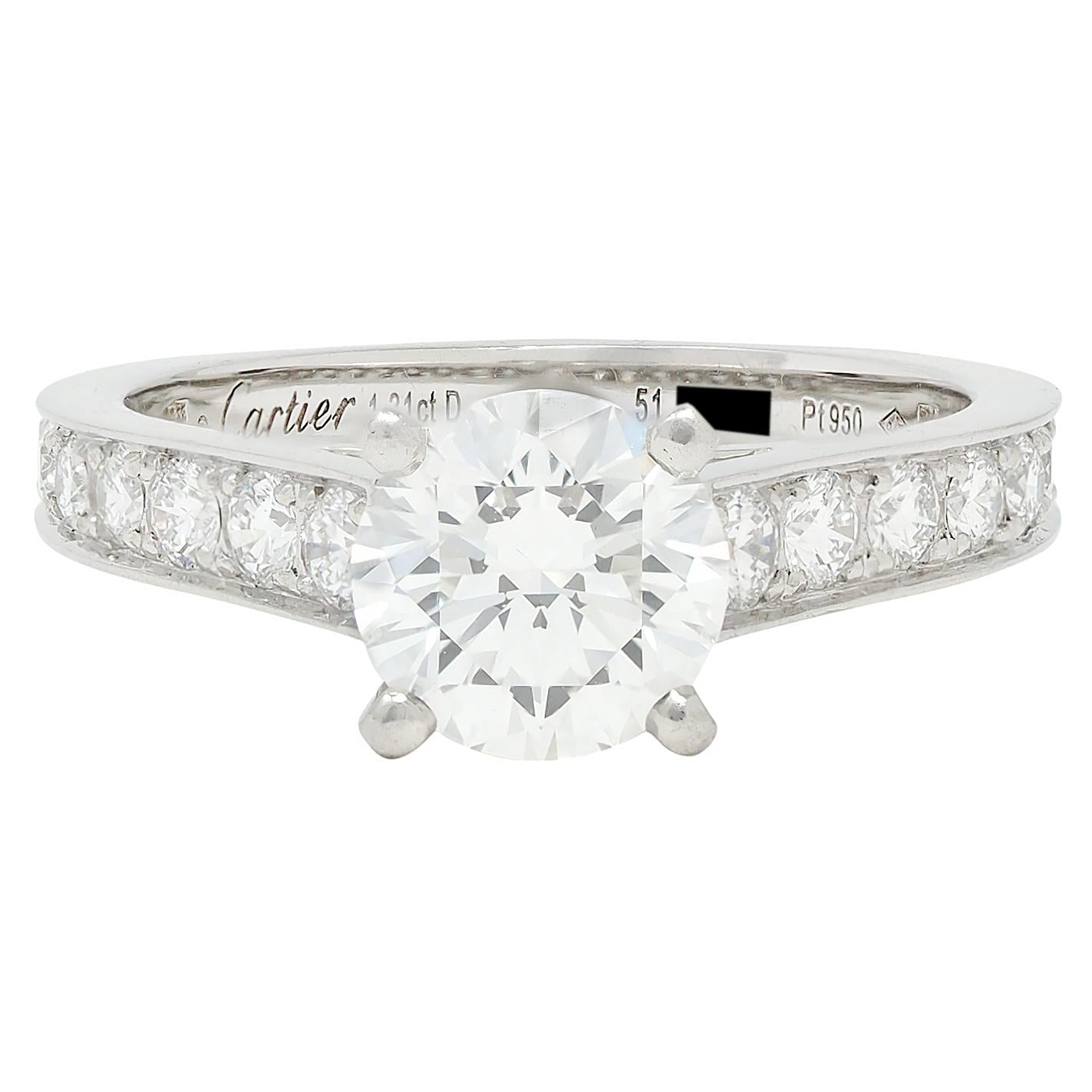 Cartier French 2.00 CTW Brilliant Diamond Platinum Contemporary Engagement Ring