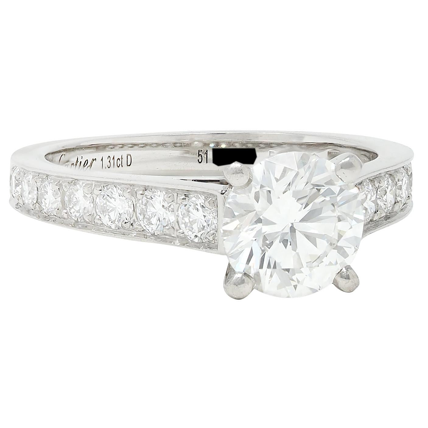 Cartier French 2.00 CTW Brilliant Diamond Platinum Contemporary Engagement Ring