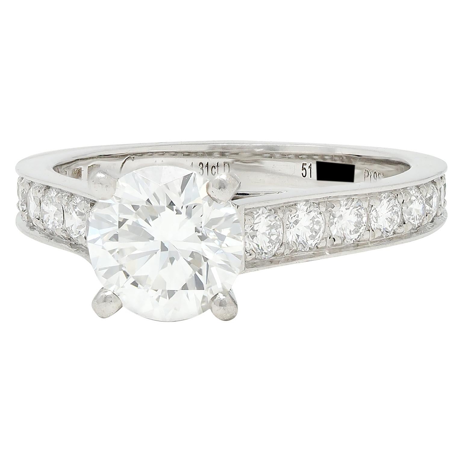 Cartier French 2.00 CTW Brilliant Diamond Platinum Contemporary Engagement Ring
