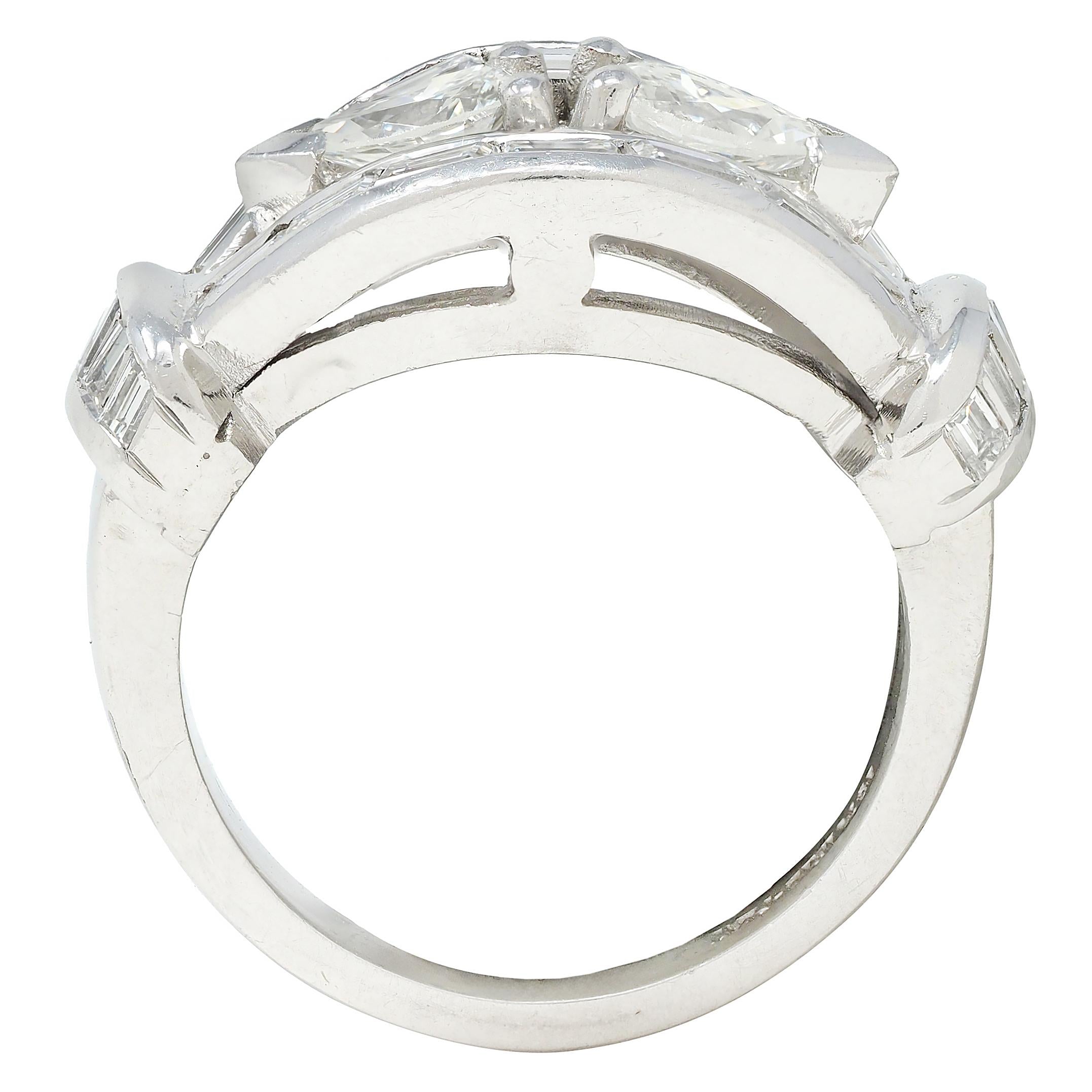 Mid-Century 2.35 CTW Diamond Platinum Vintage Bombé Ring