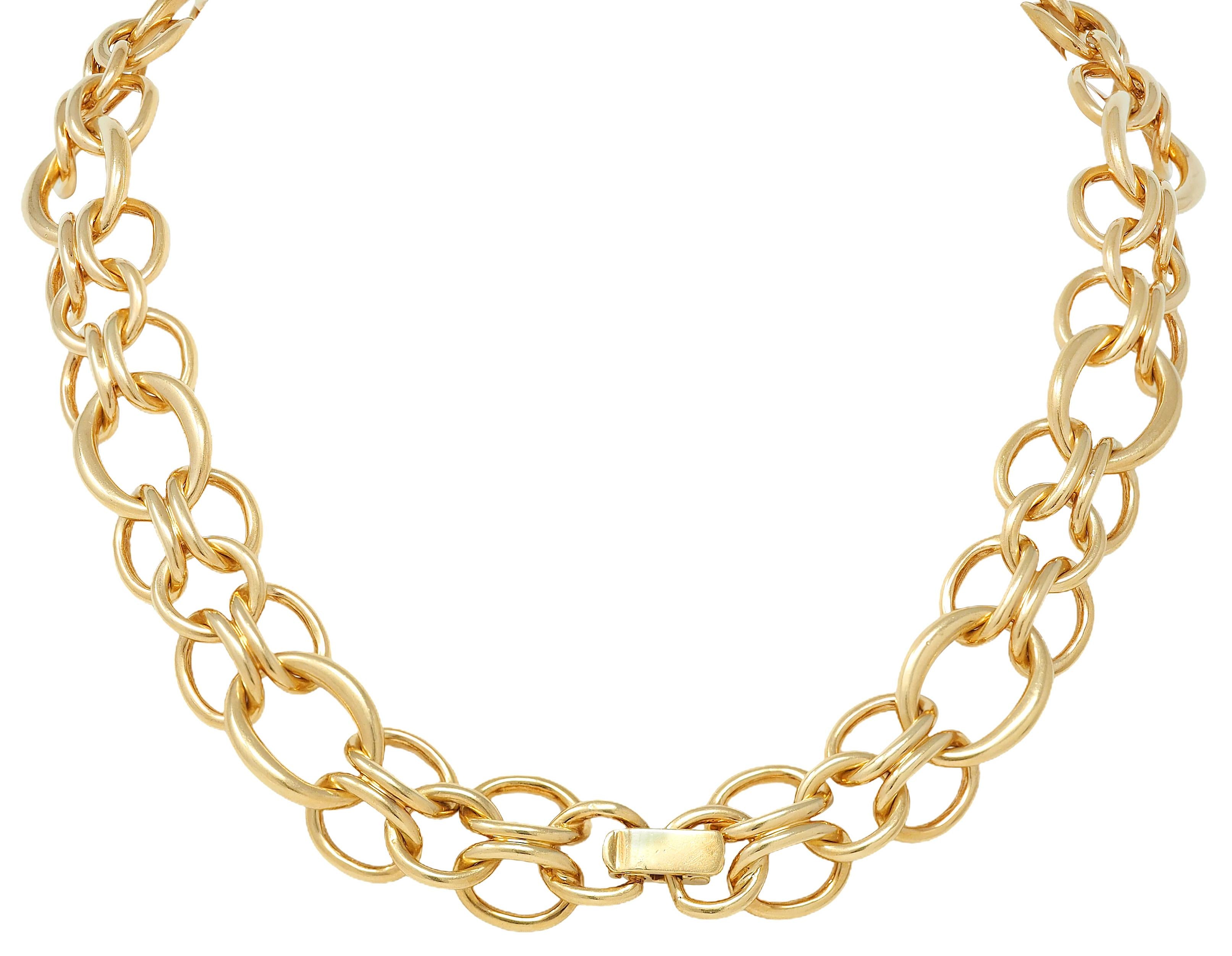 Tiffany & Co. 1970s Diamond Platinum 18K Yellow Gold Vintage Chain Link Necklace