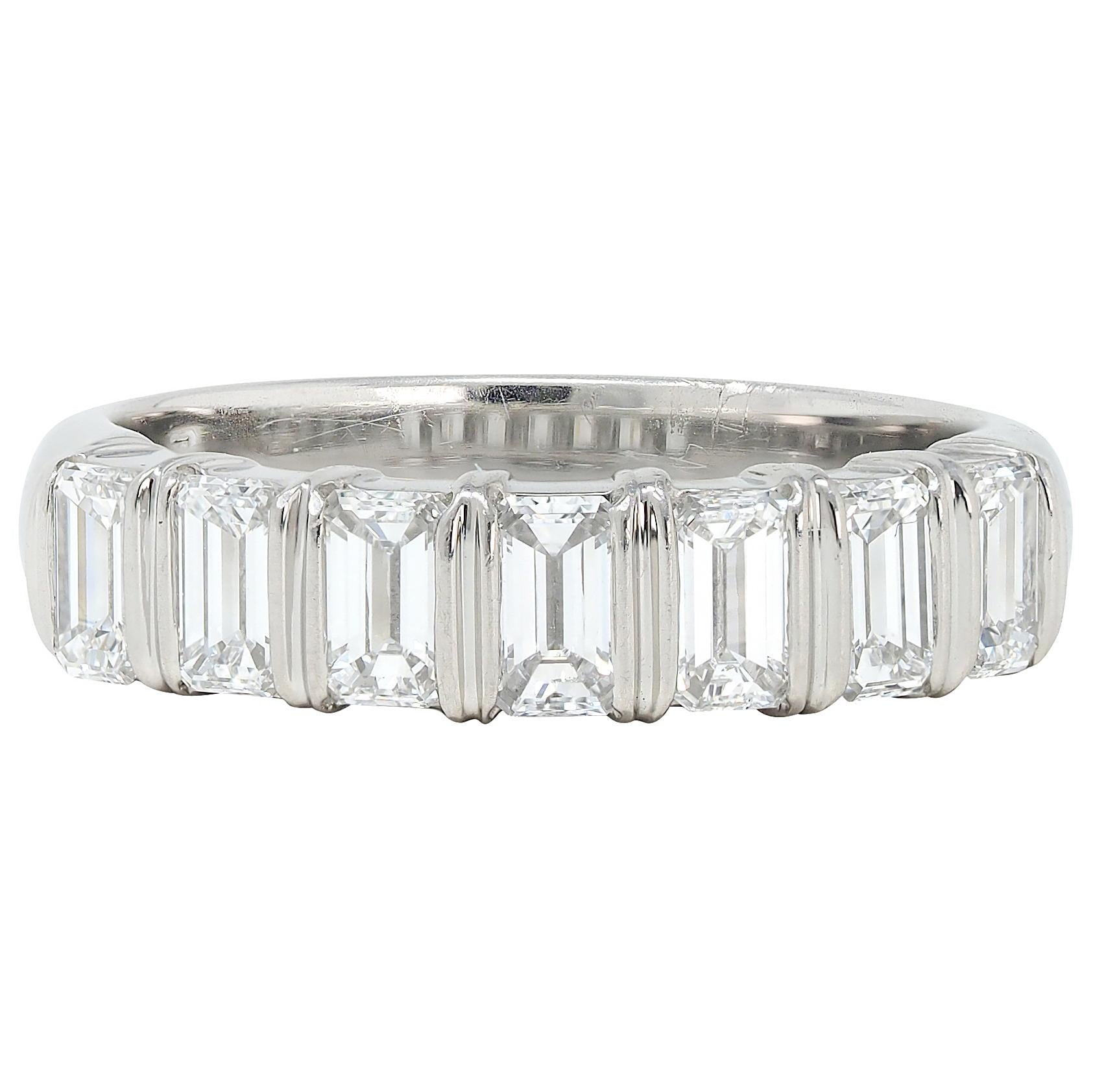 2000's Diamond Platinum Baguette Stacking Band Ring