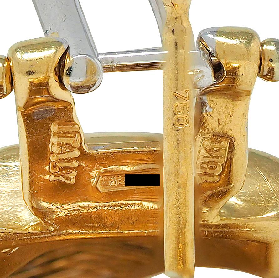 Contemporary Diamond 18 Karat Two-Tone Gold Woven Mesh J-Hoop Earrings
