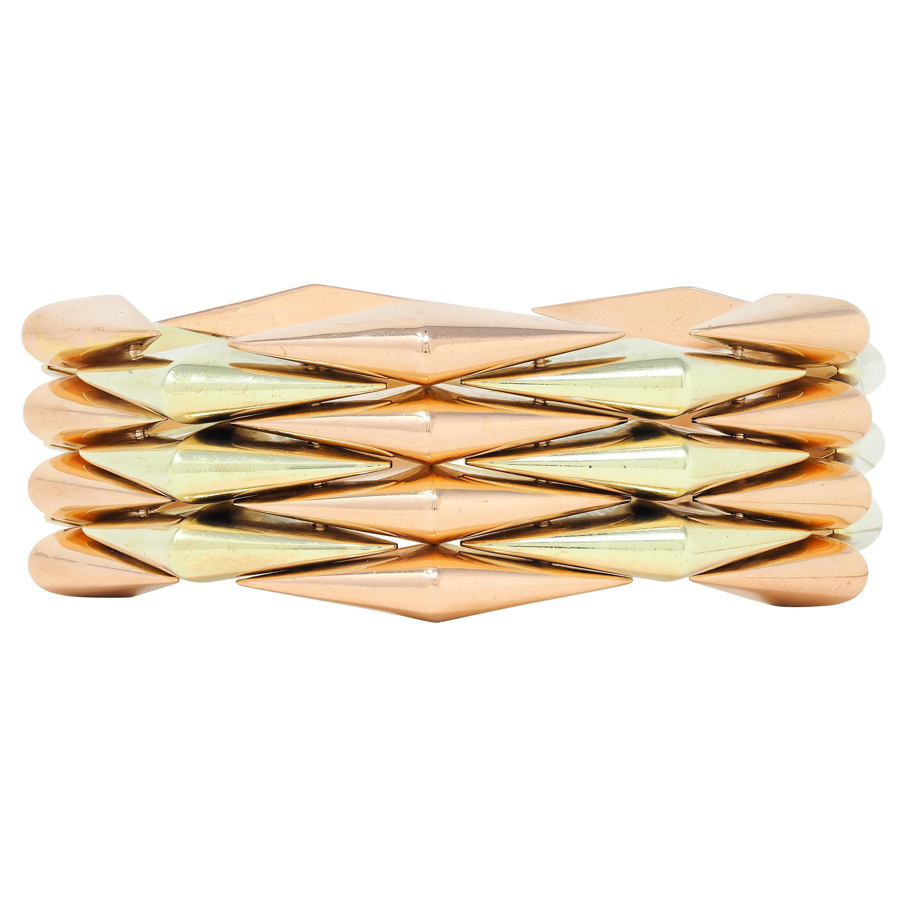 Cartier Retro 14 Karat Two-Tone Yellow Rose Gold Vintage Tank Bracelet