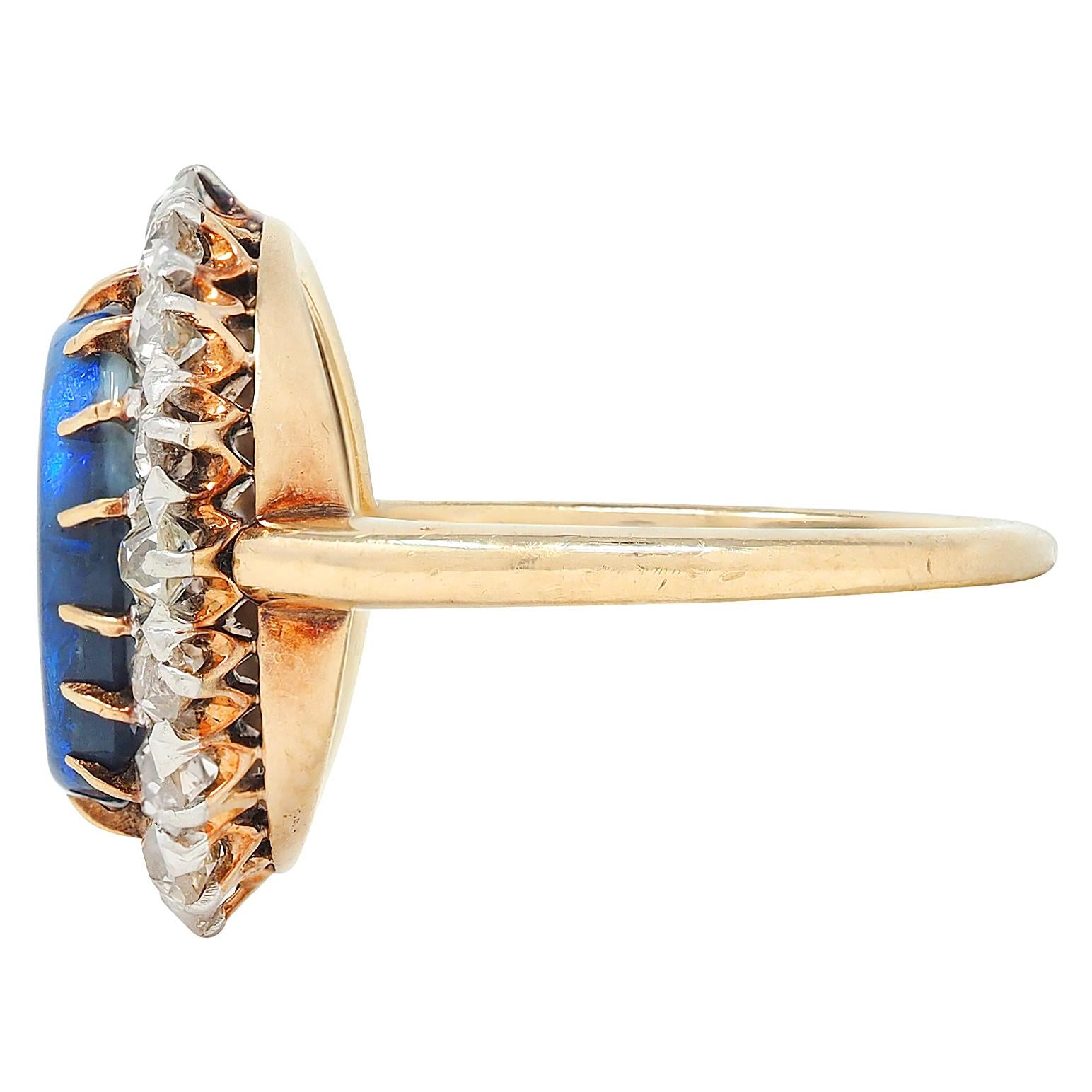 Edwardian 1.36 CTW Diamond Black Opal Platinum 14K Gold Antique Halo Ring