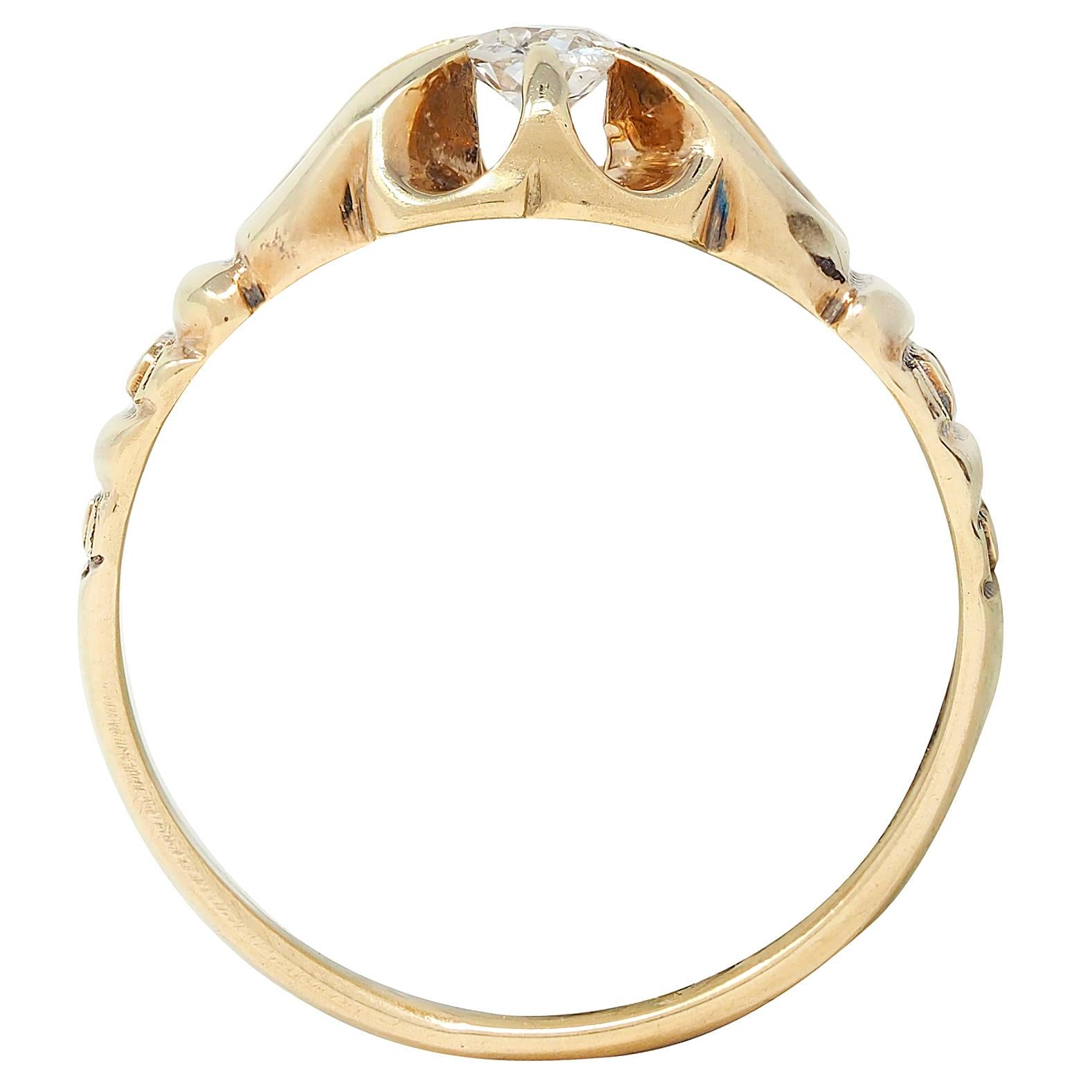 Victorian 0.15 CTW 14 Karat Yellow Gold Antique Belcher Engagement Ring