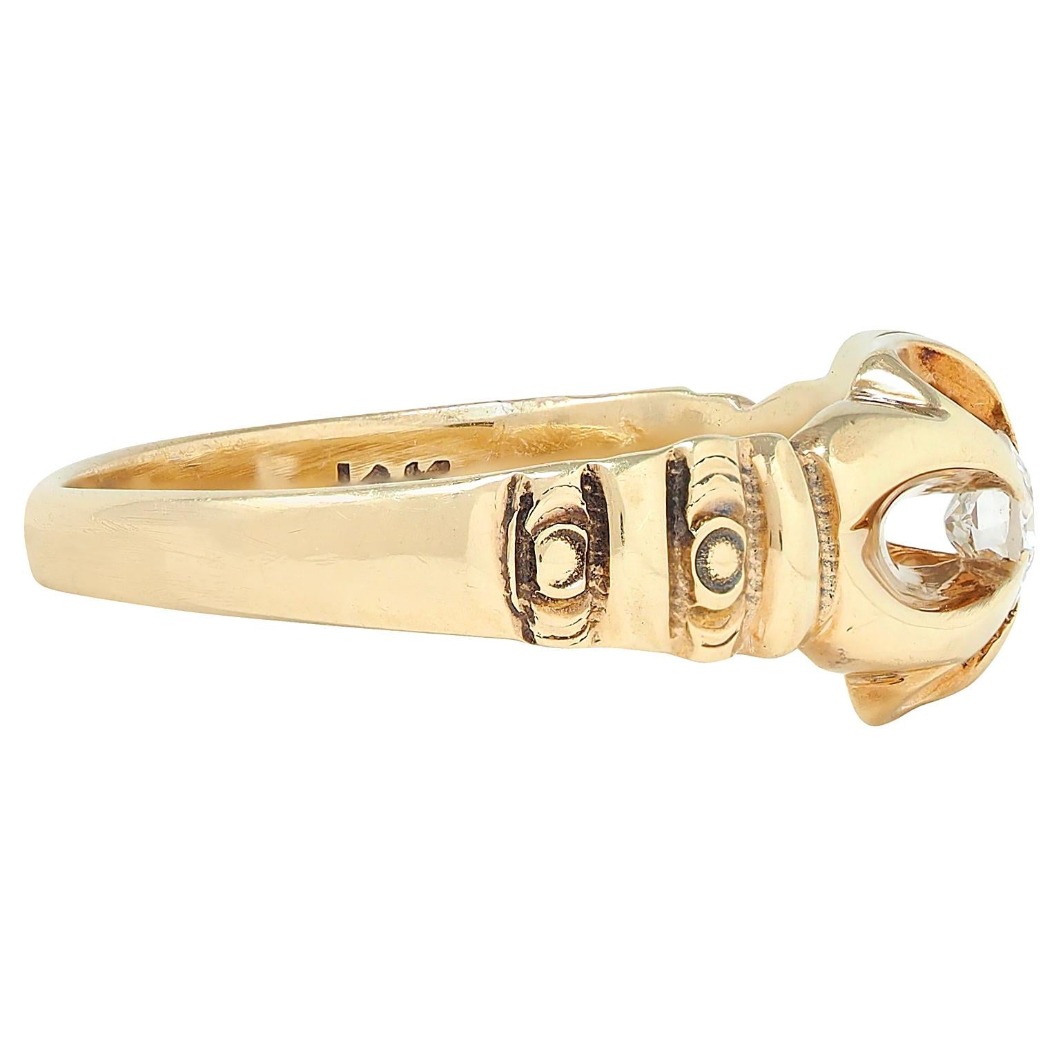Victorian 0.15 CTW 14 Karat Yellow Gold Antique Belcher Engagement Ring