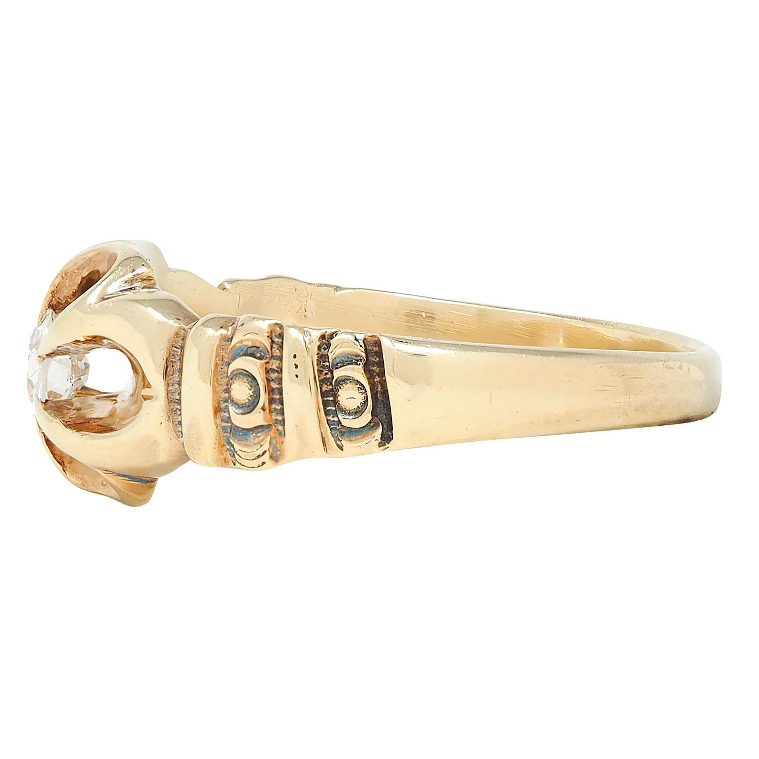 Victorian 0.15 CTW 14 Karat Yellow Gold Antique Belcher Engagement Ring